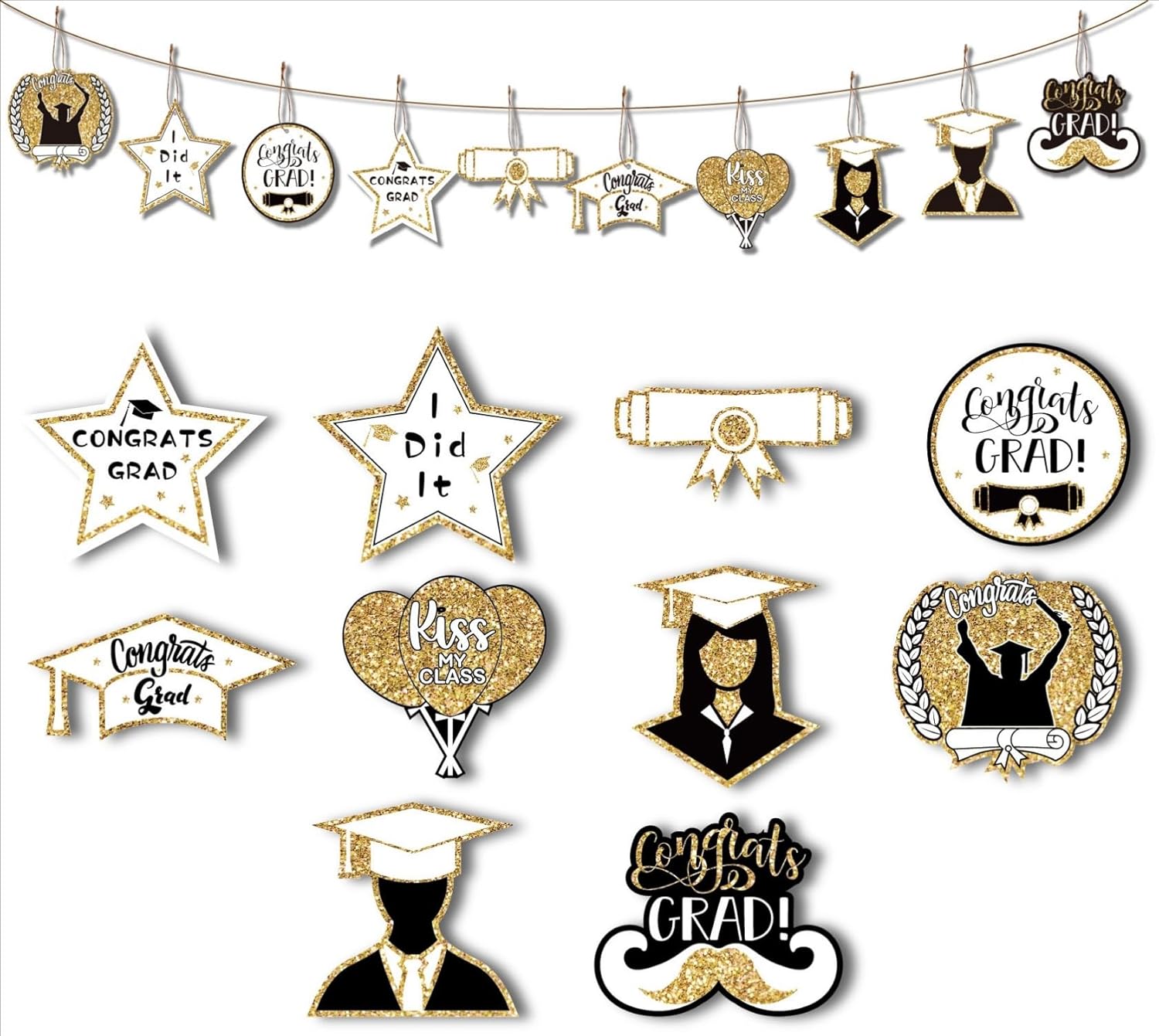 Dzrige 10Pcs Graduation Hanging Ornament Set