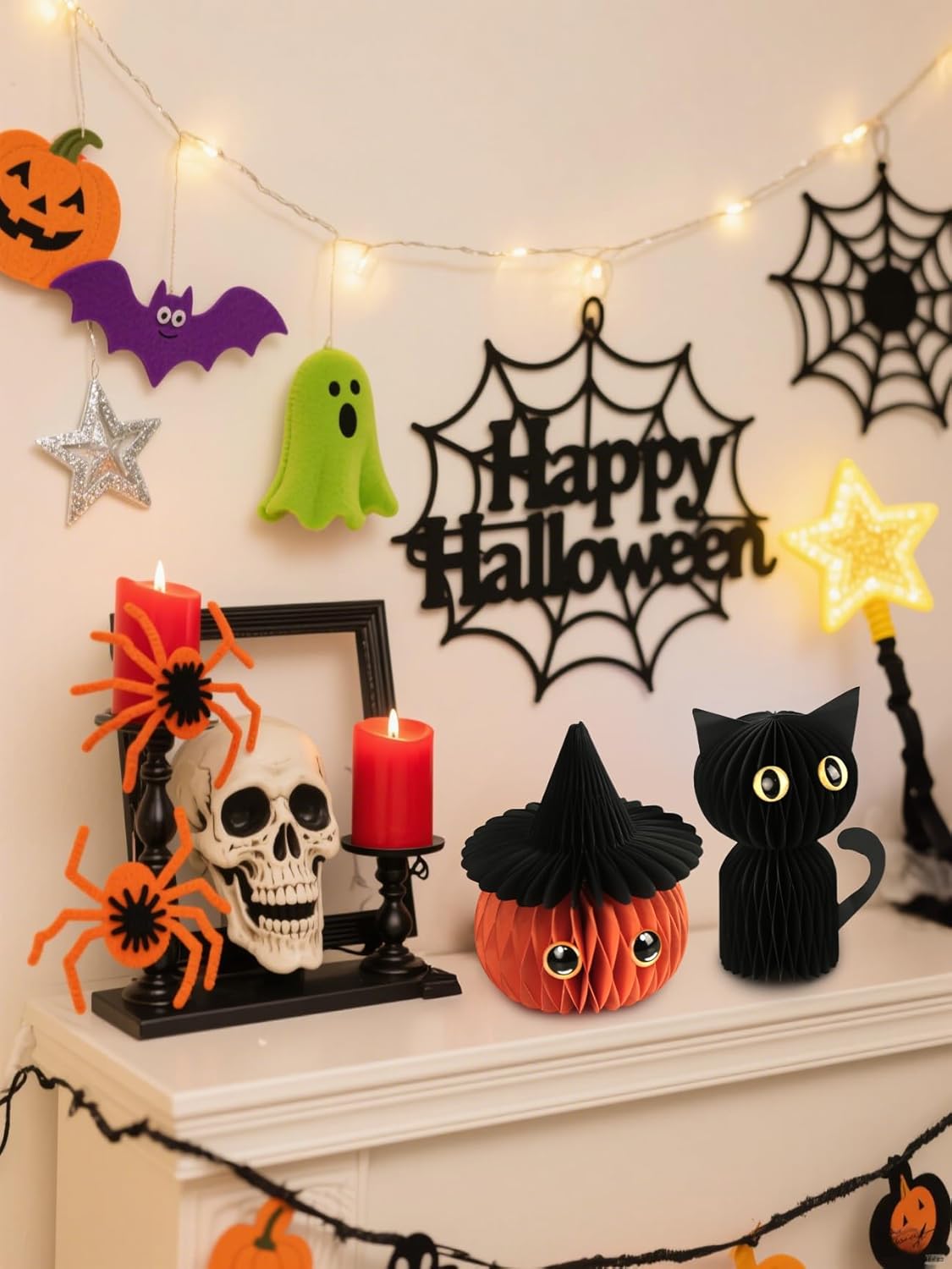 MCJC Halloween Paper Honeycomb Decorations Set