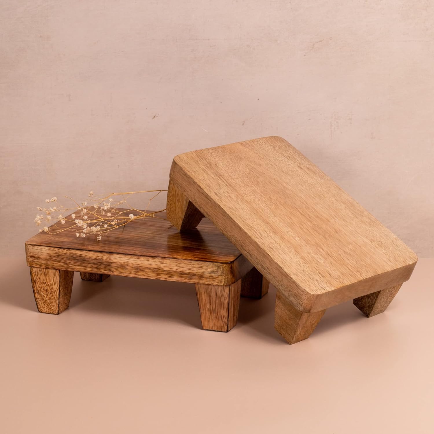 Wooden Tray Pedestal Decor with 2 Finishes