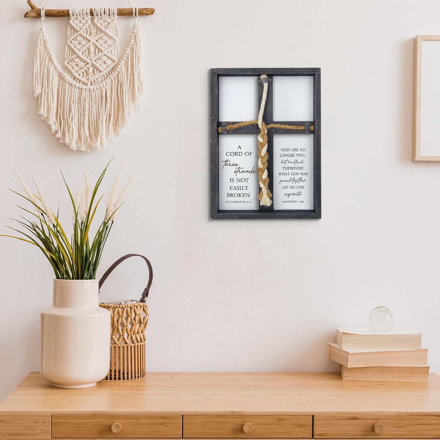 Three Strands Wedding Unity Wall Cross Decor Black