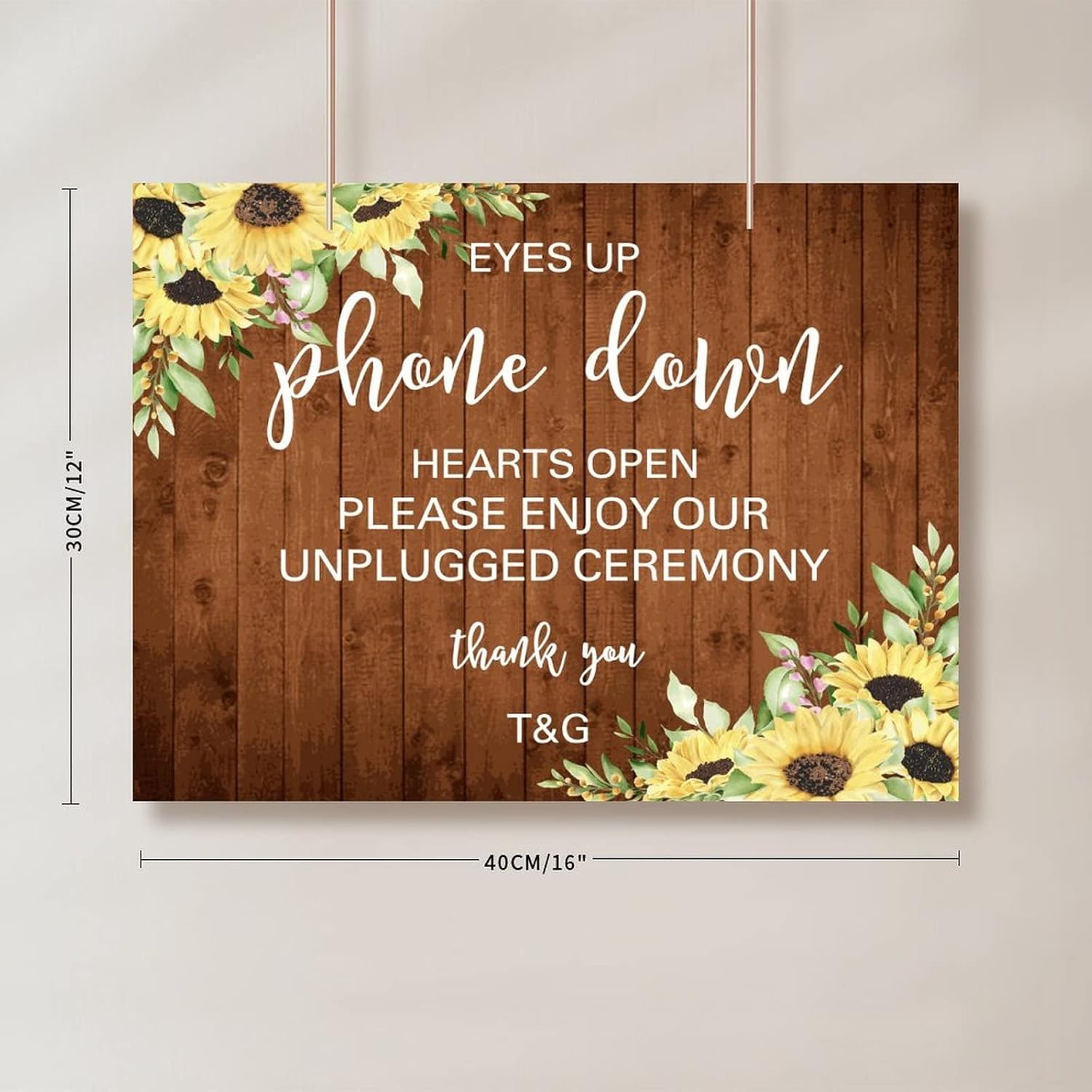 Custom Wooden Wedding Welcome Sign with Sunflower Design