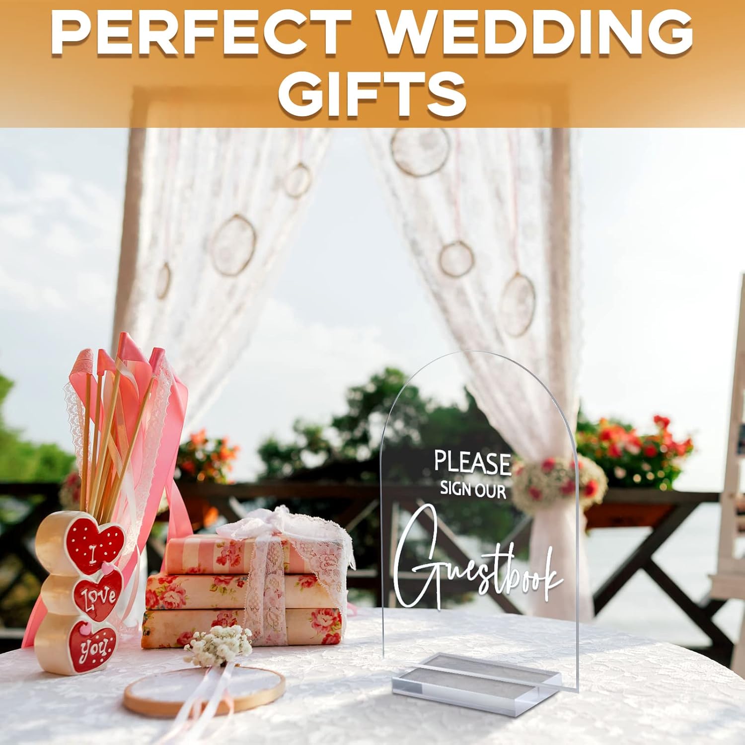 Chunful 4 Pcs Clear Acrylic Wedding Signs With Stand