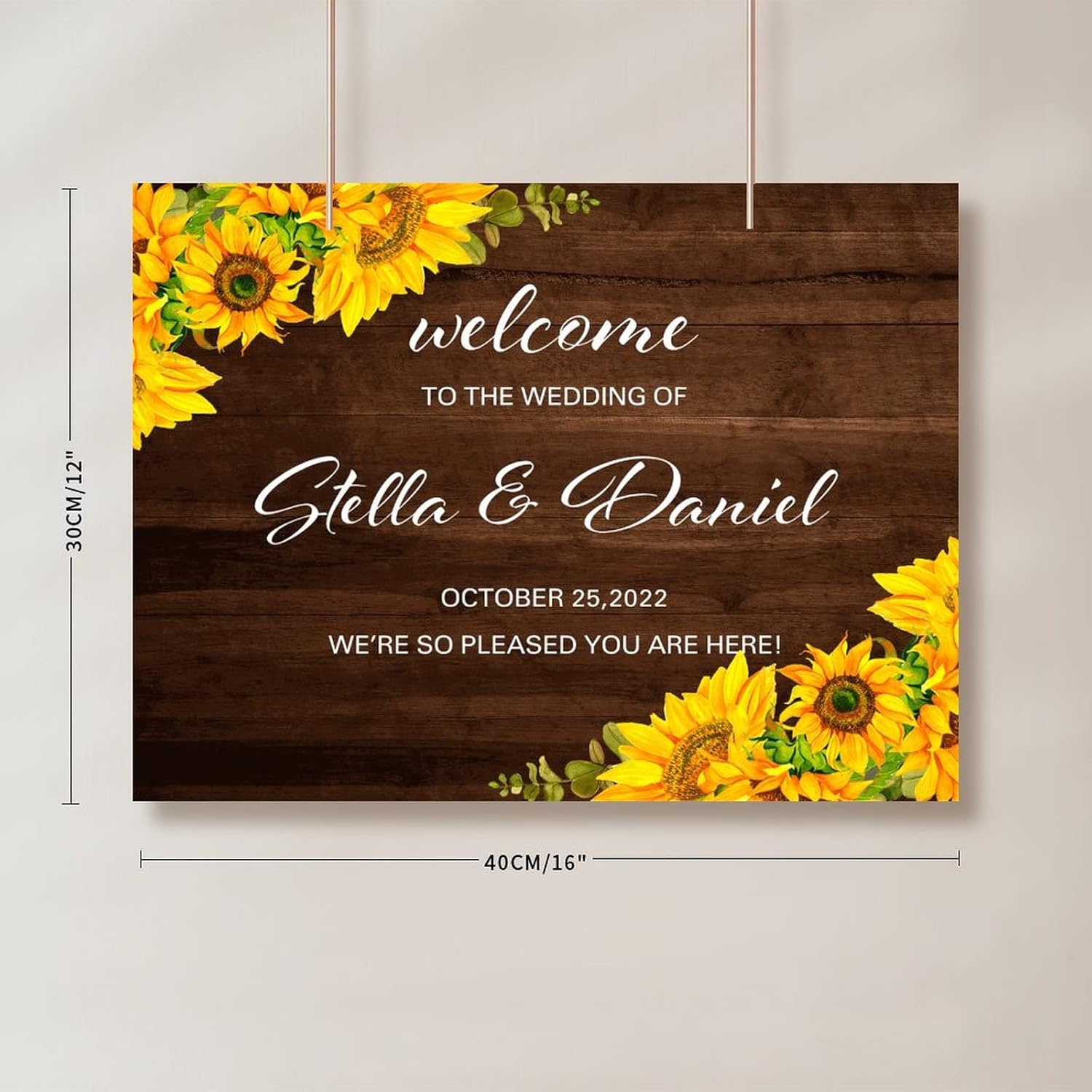 Alioyoit Wedding Welcome Sign Sunflowers 12x16 Inch 1
