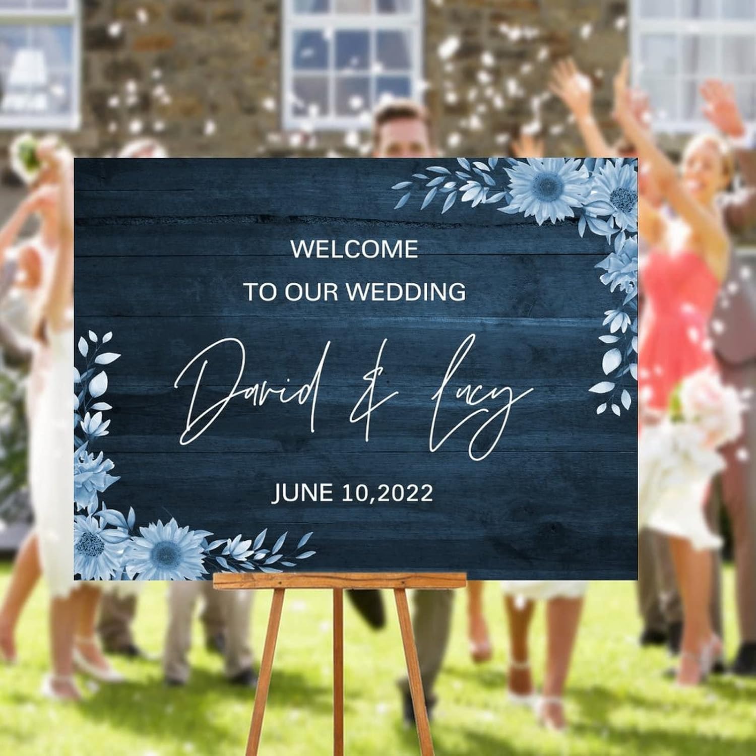 Personalized Wedding Welcome Sign with Floral Design
