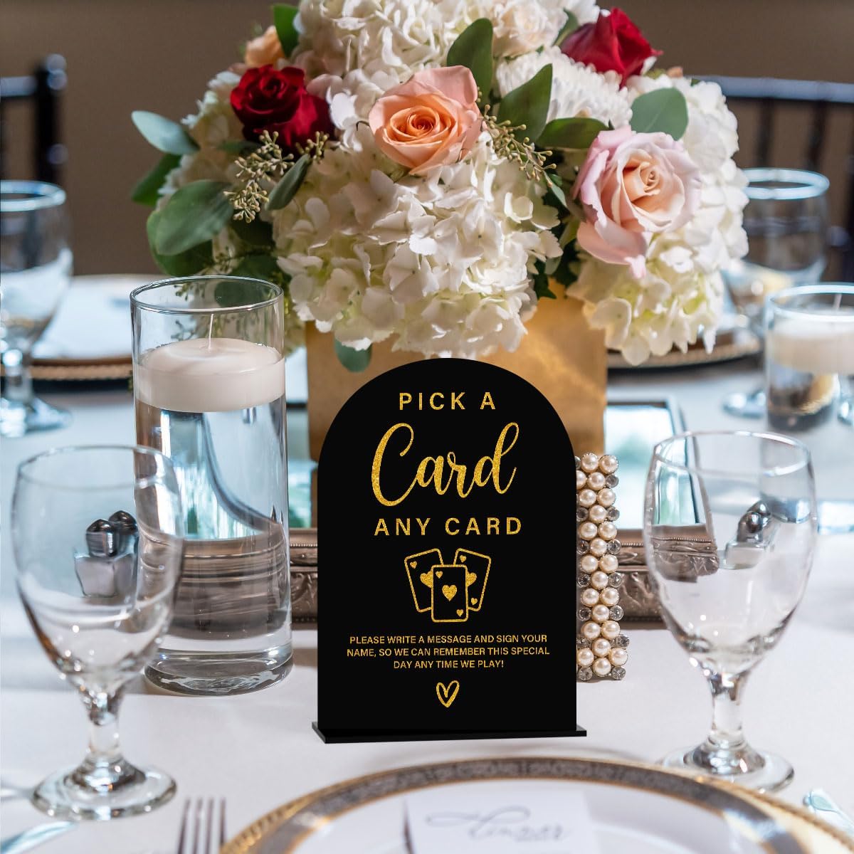 Acrylic Wedding Sign with Black Gold Design