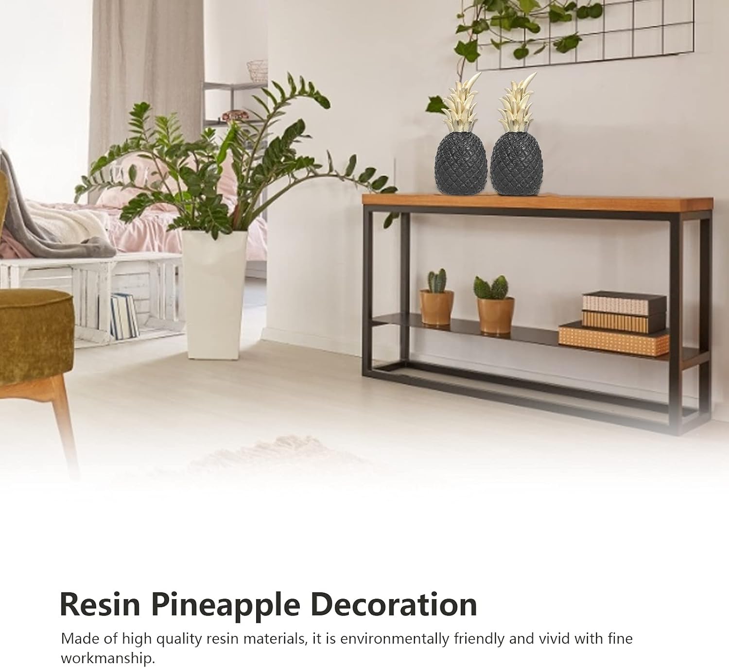 Resin Pineapple Sculpture Decor Black