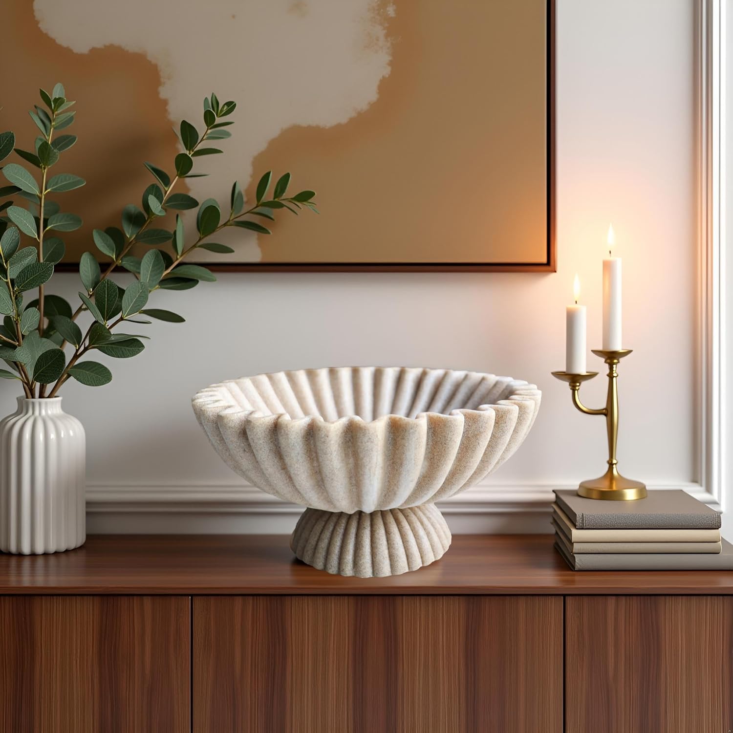 10 Inch Scalloped Decorative Bowl with Base