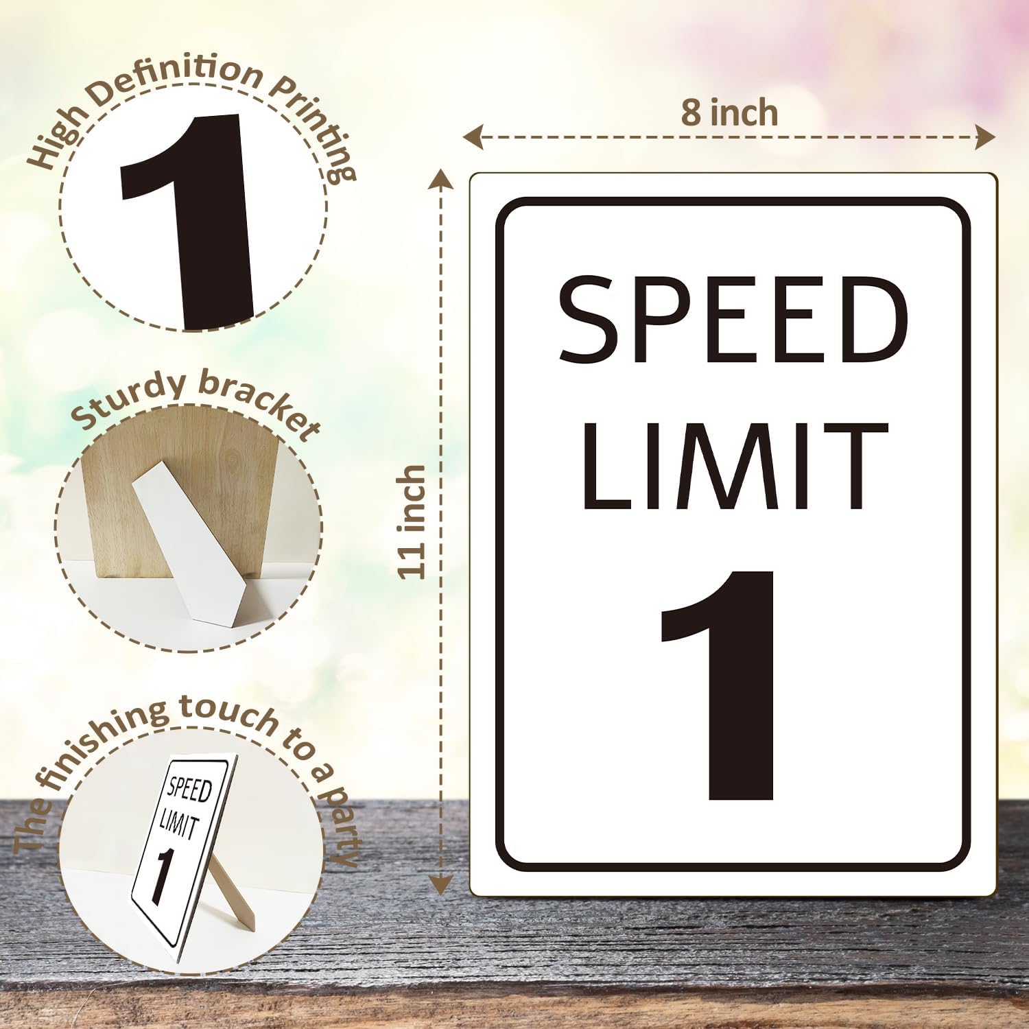 Race Car Birthday Sign with Stand 8x11 Inch