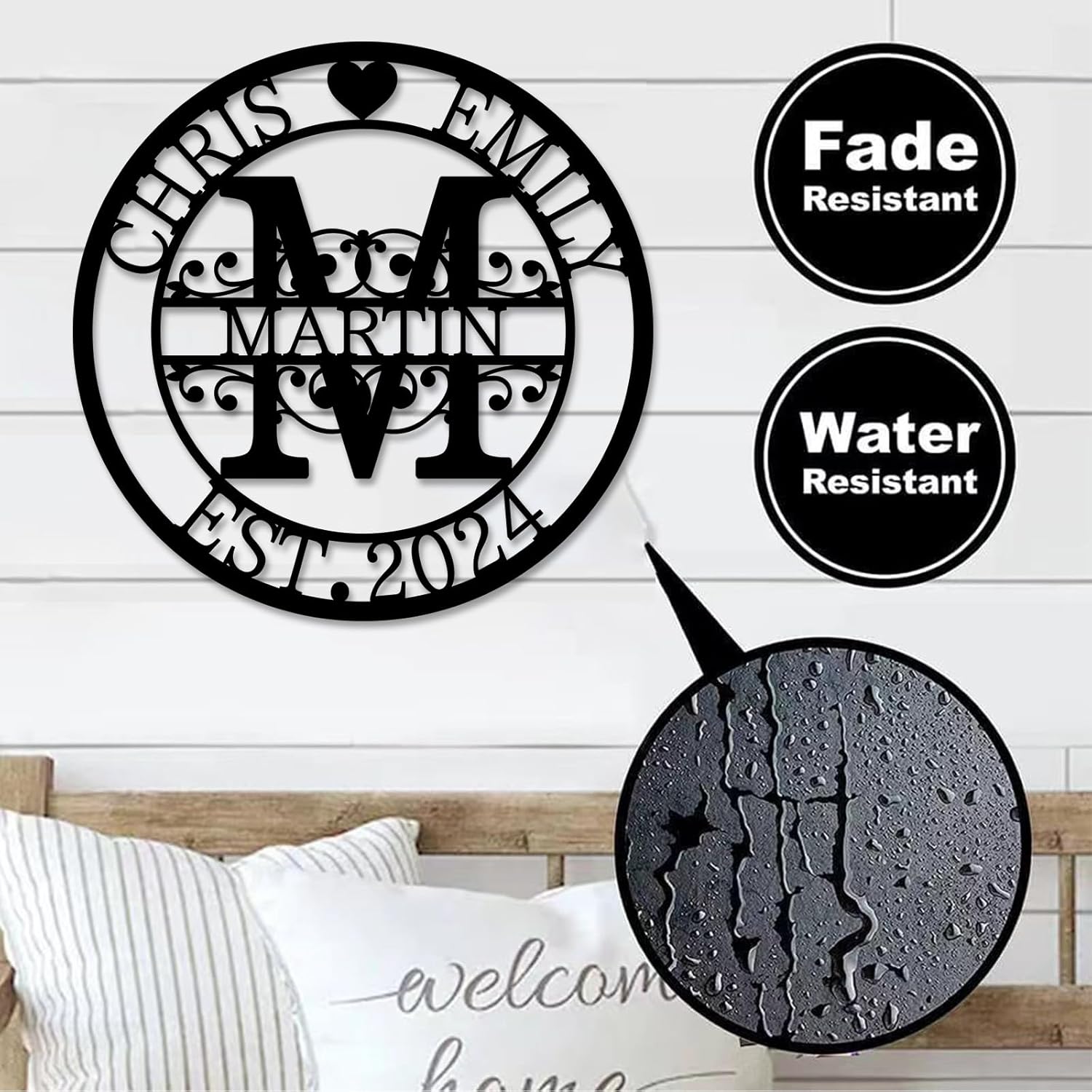 Custom Metal Monogram Sign for Wedding and Family