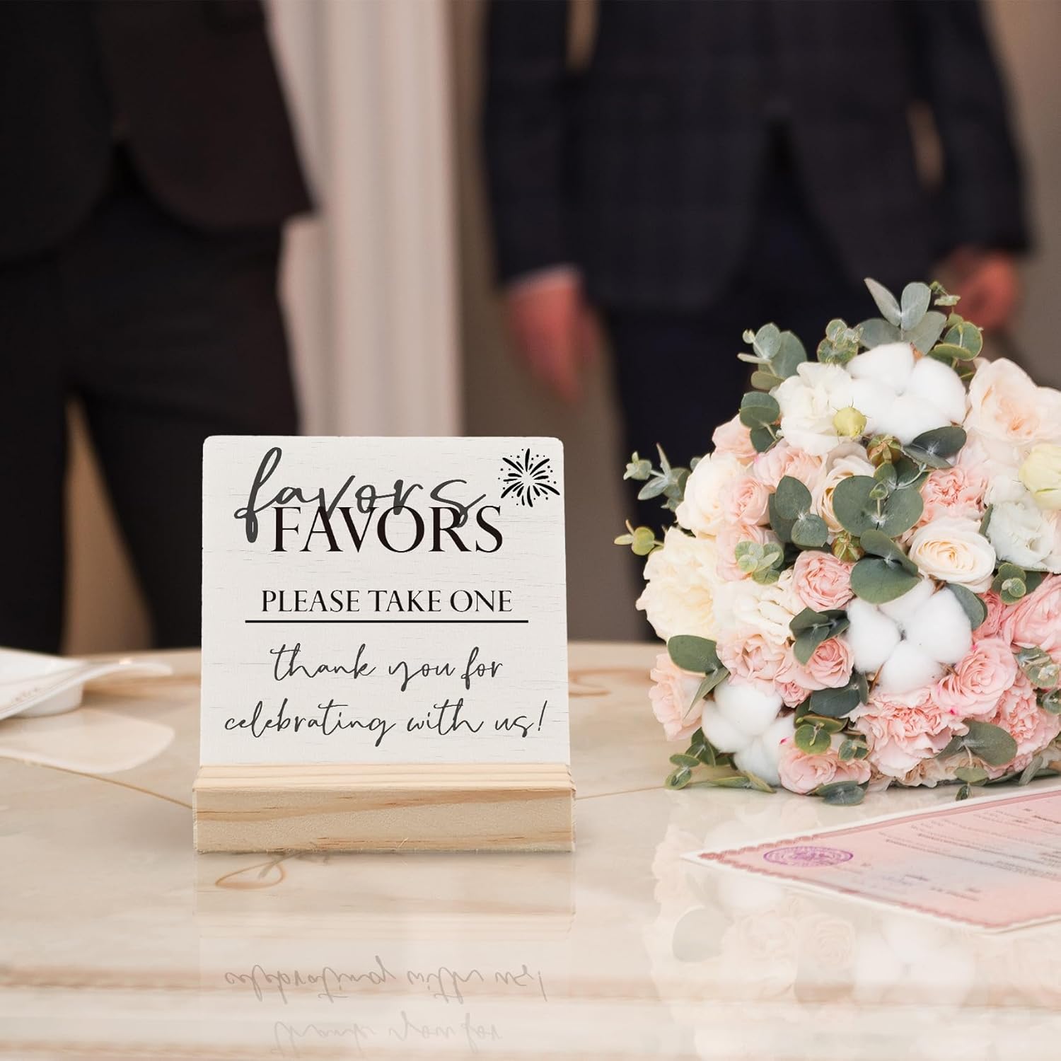 ANIANG Take One Sign Wooden Plaque with Stand