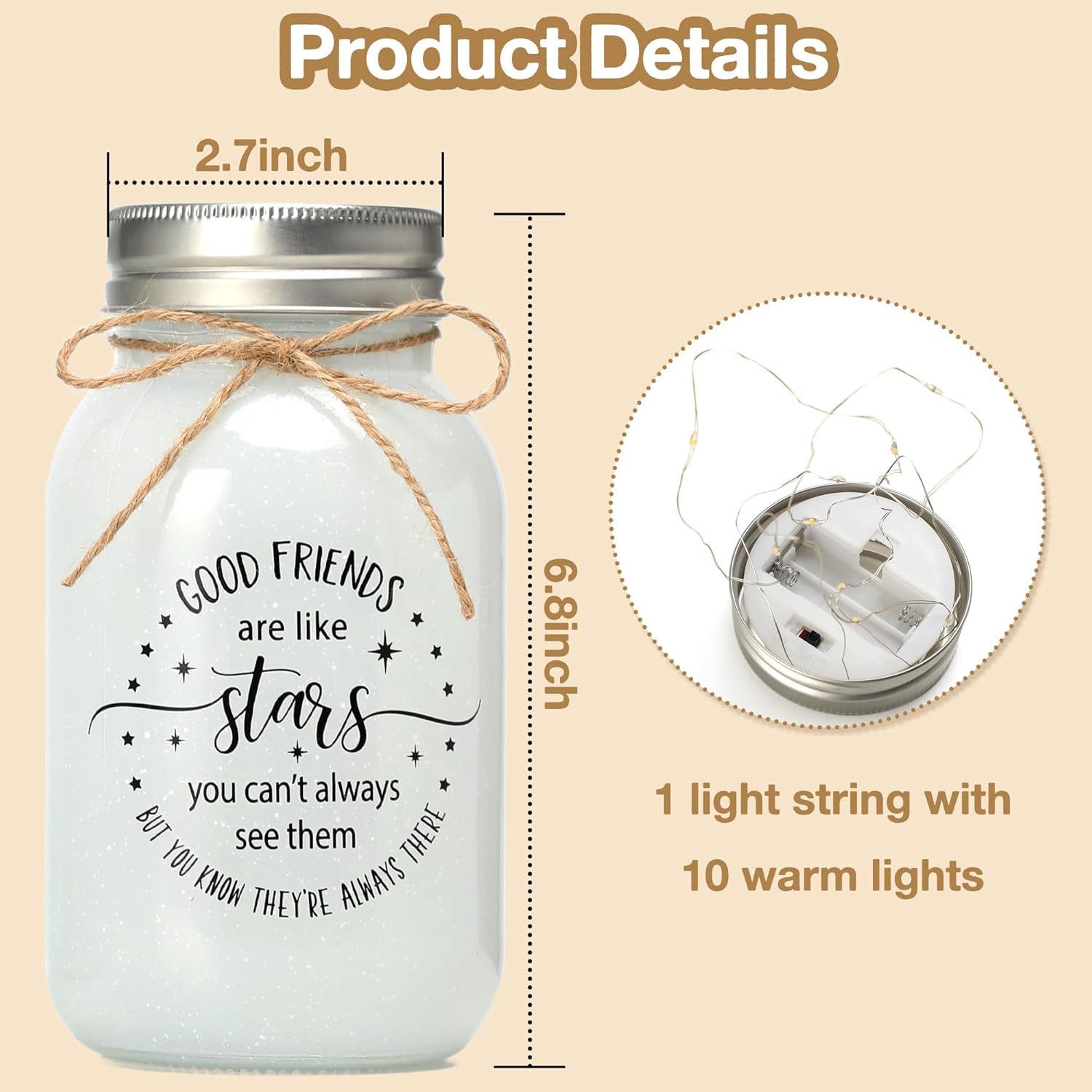 Maracco Friendship Gift Mason Jar Night Light
