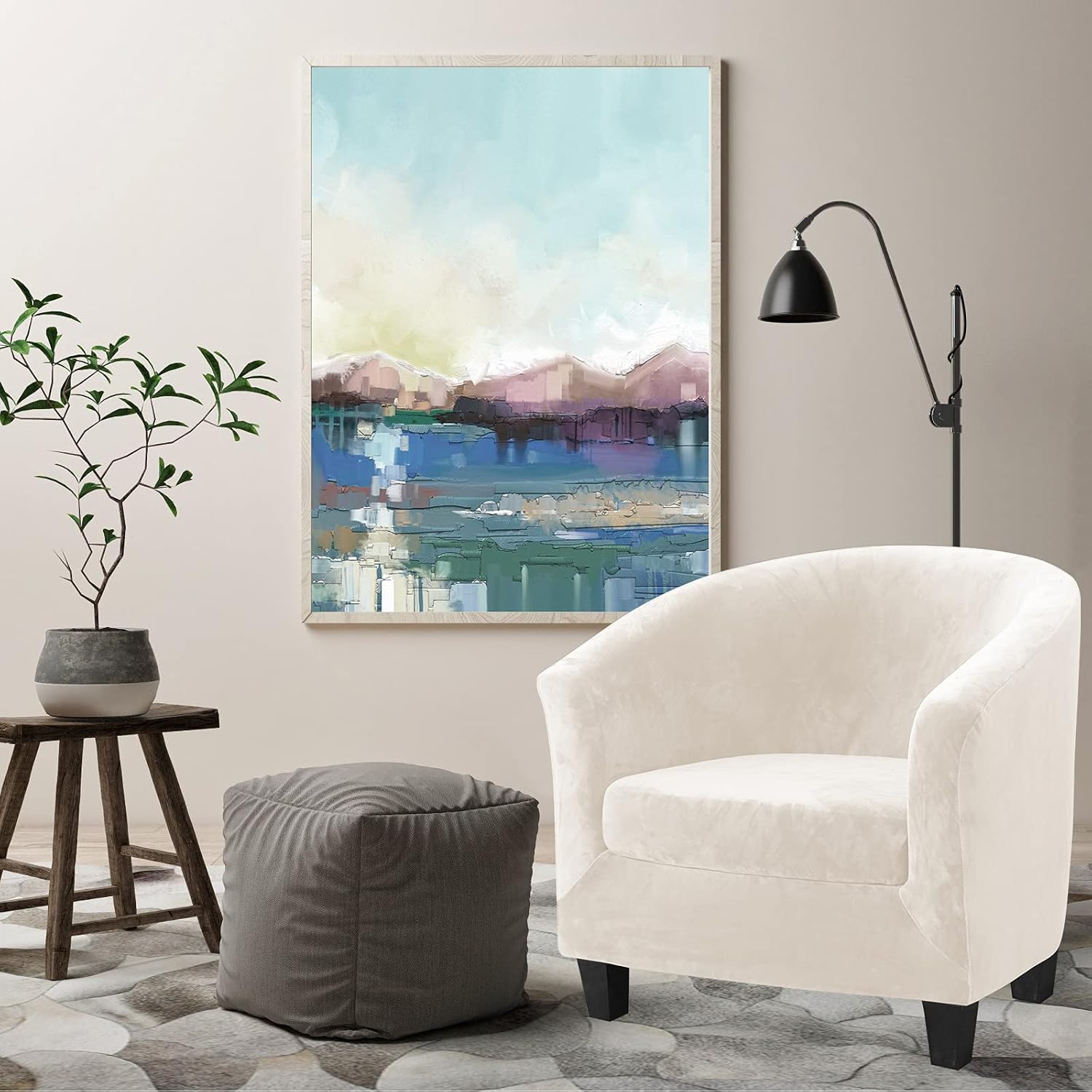 MIFXIN 2-Piece Velvet Tub Chair Slipcover Set