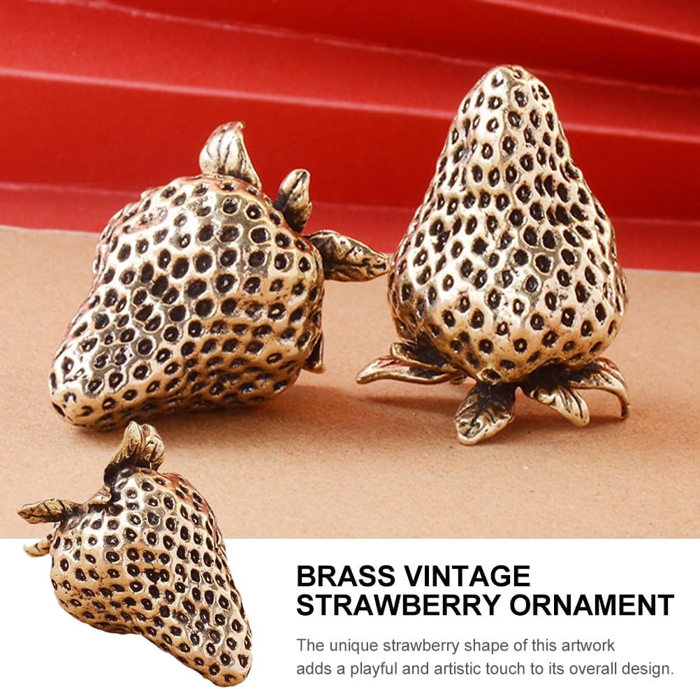 PRETYZOOM 2Pcs Brass Artificial Strawberry Statues