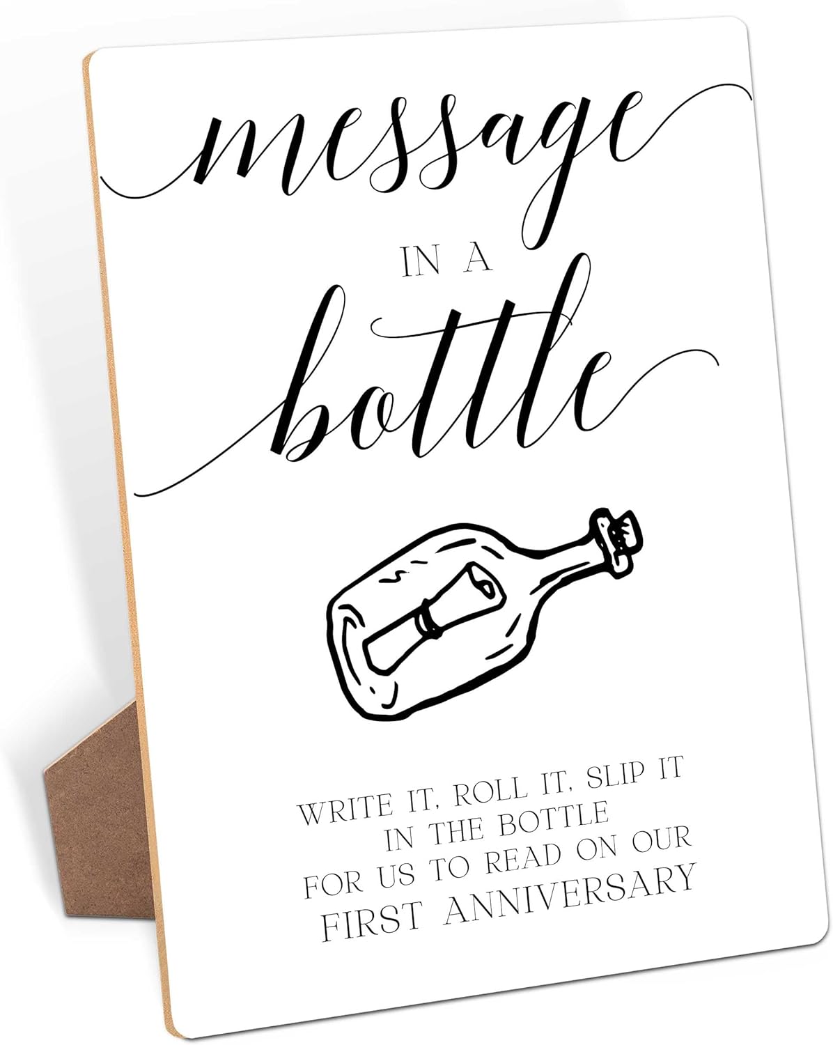 Wedding Message in a Bottle Guest Book Sign with Stand - 8x11 Inch