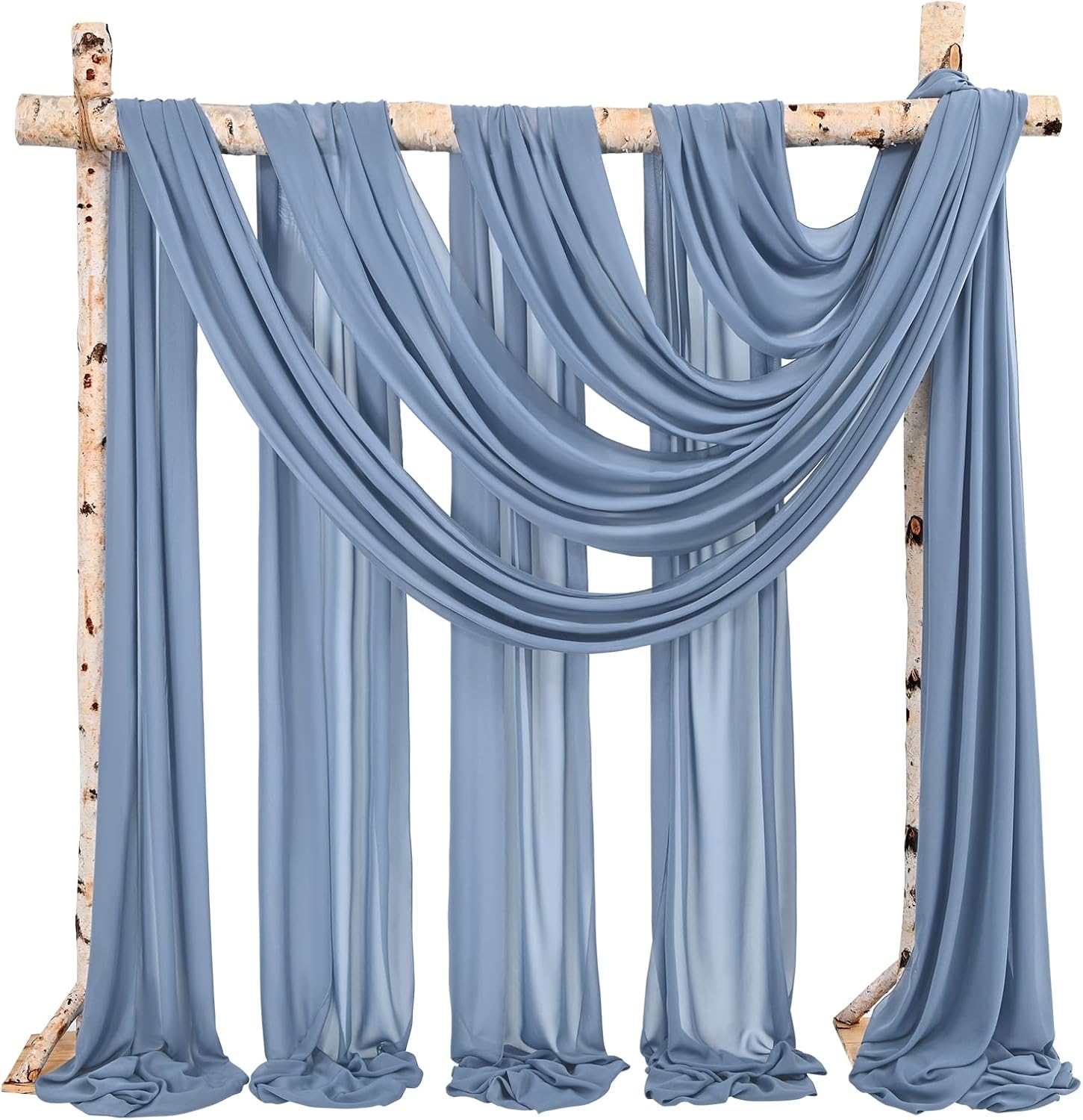 Showgeous 4 Panel Dusty Blue Sheer Chiffon Wedding Arch Drapes