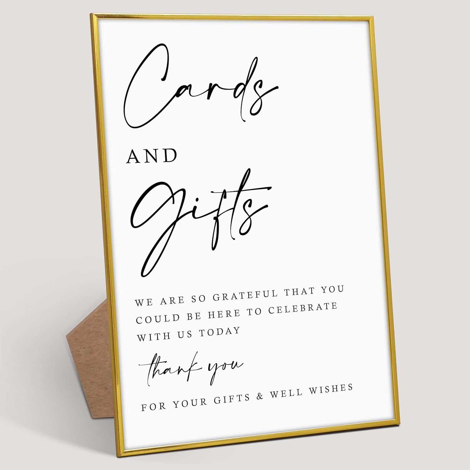 Gold Frame Wood Wedding Sign with Stand 1