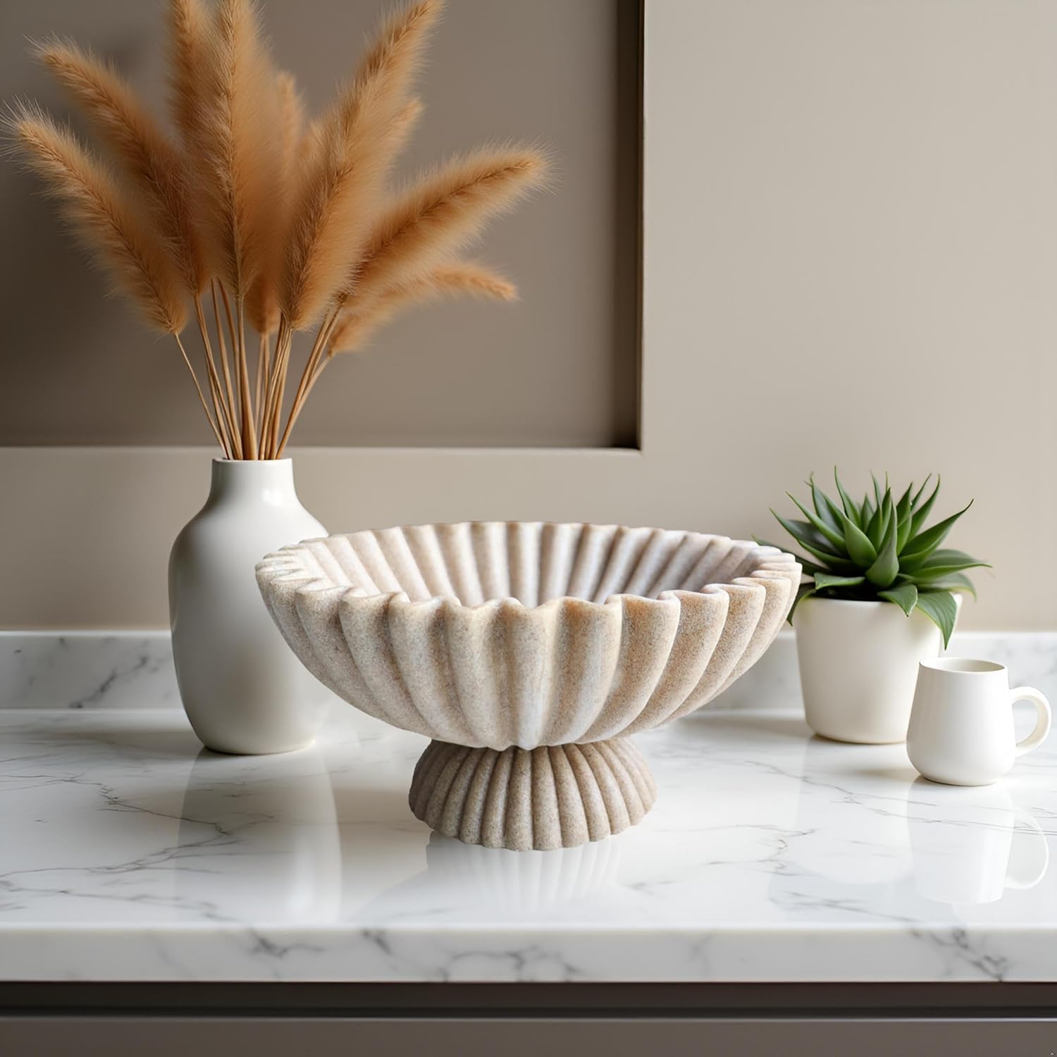 10 Inch Scalloped Decorative Bowl with Base