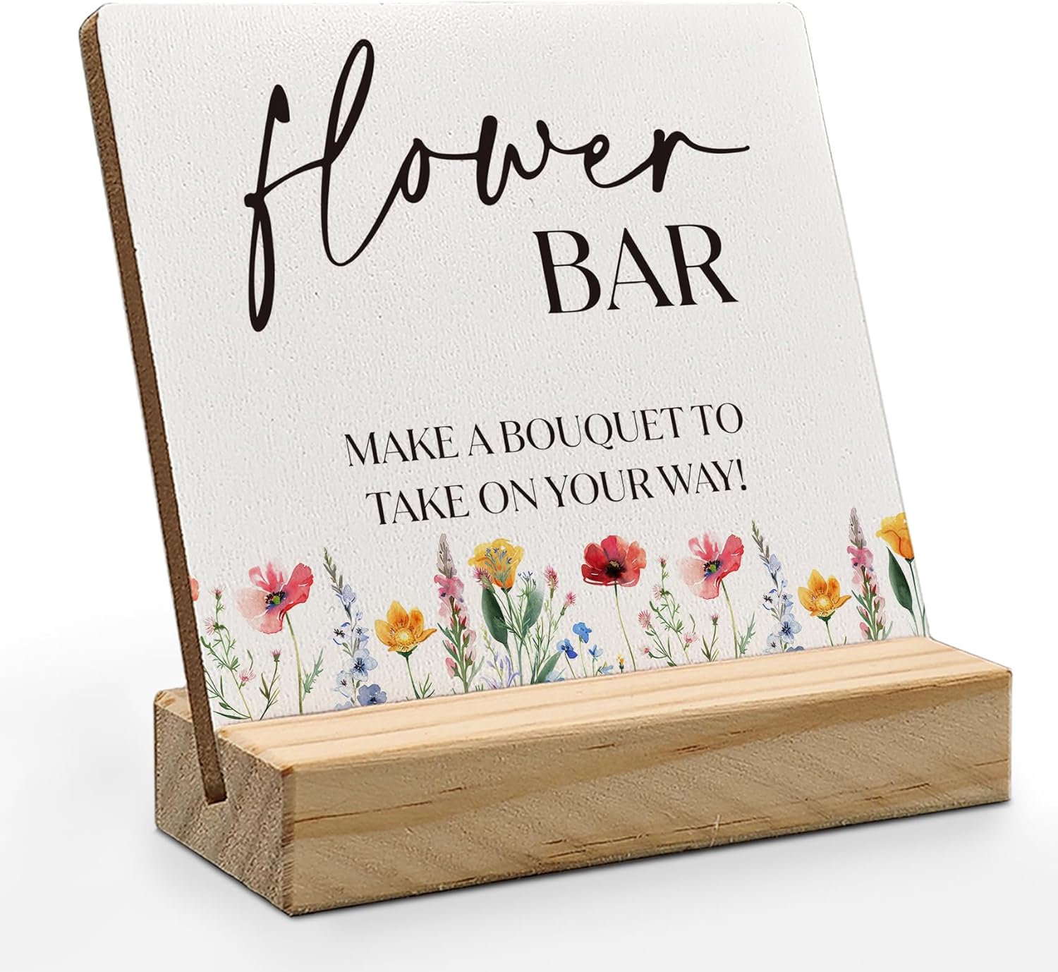 ANIANG Flower Bar Sign 4x4 Inch Wooden Plaque