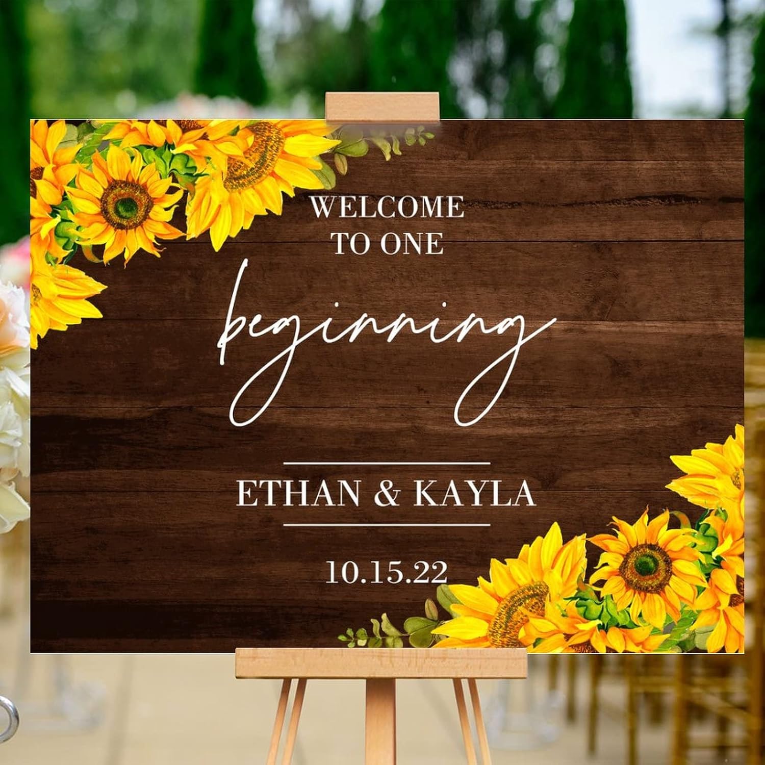 Alioyoit Wedding Welcome Sign with Sunflowers Design