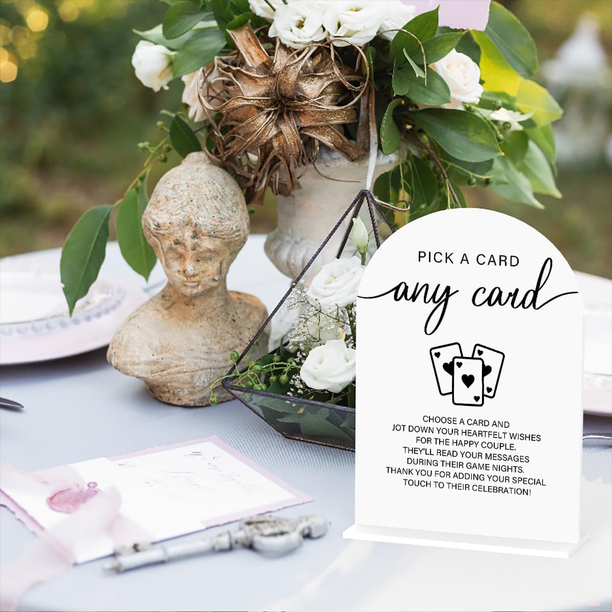 Modern Acrylic Wedding Sign with Wooden Base