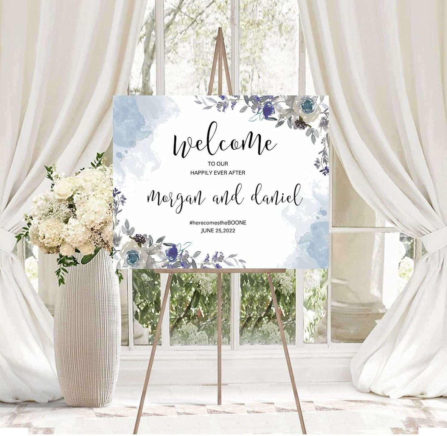 Alioyoit Elegant Rustic Wooden Wedding Welcome Sign