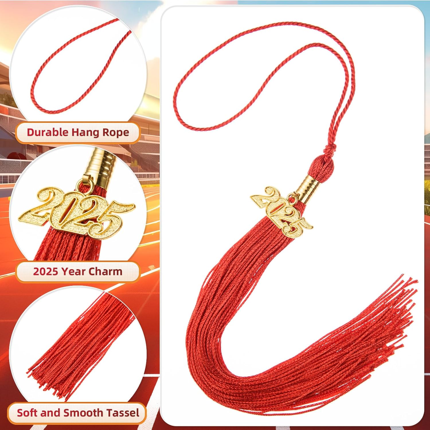 12 Piece Graduation Tassel with 2025 Gold Charm