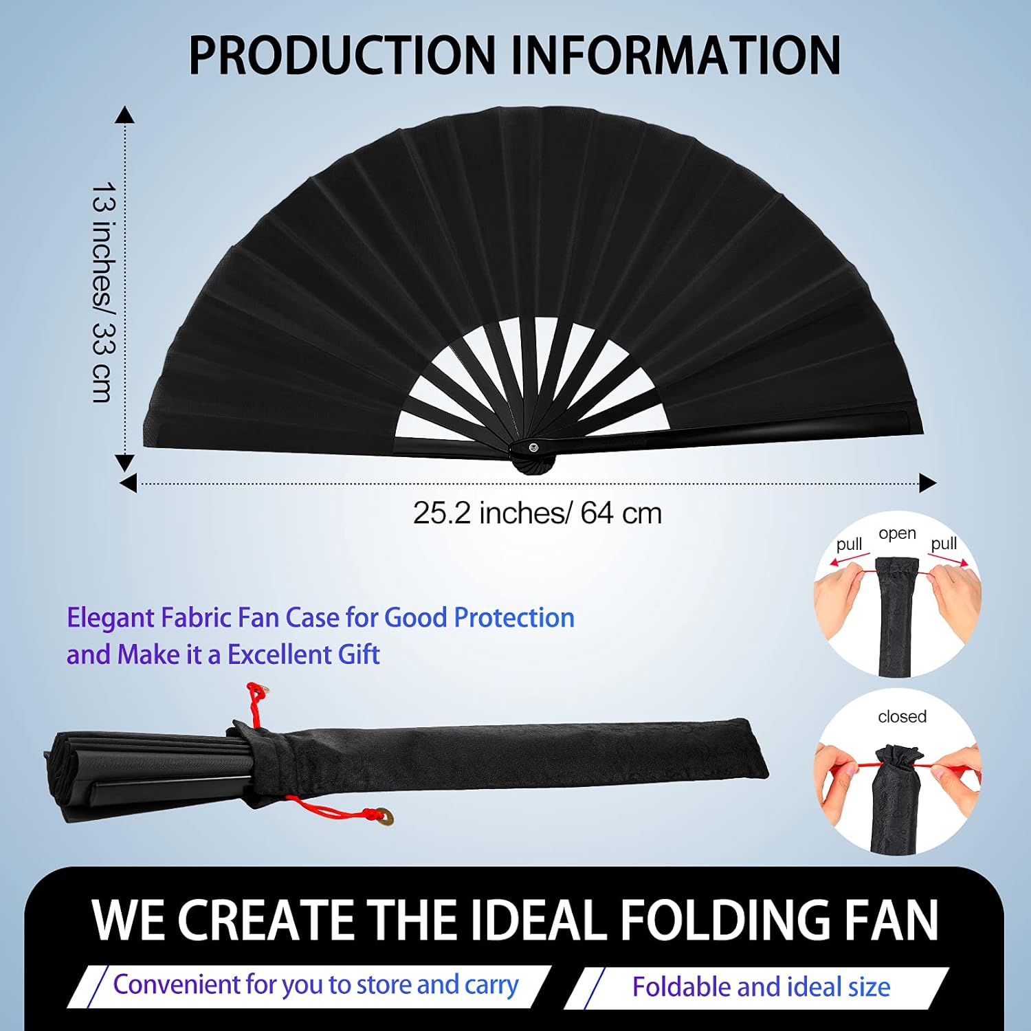Blulu 4 Pcs 13 Inch Folding Dance Fans