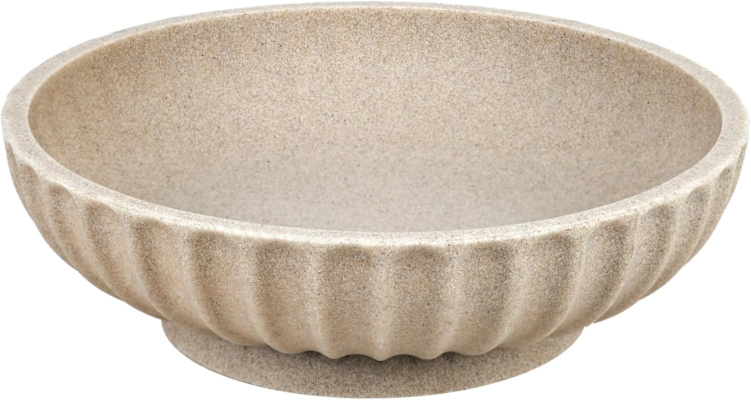 Large Decorative Bowl - Modern Home Decor Beige Artificial Stone