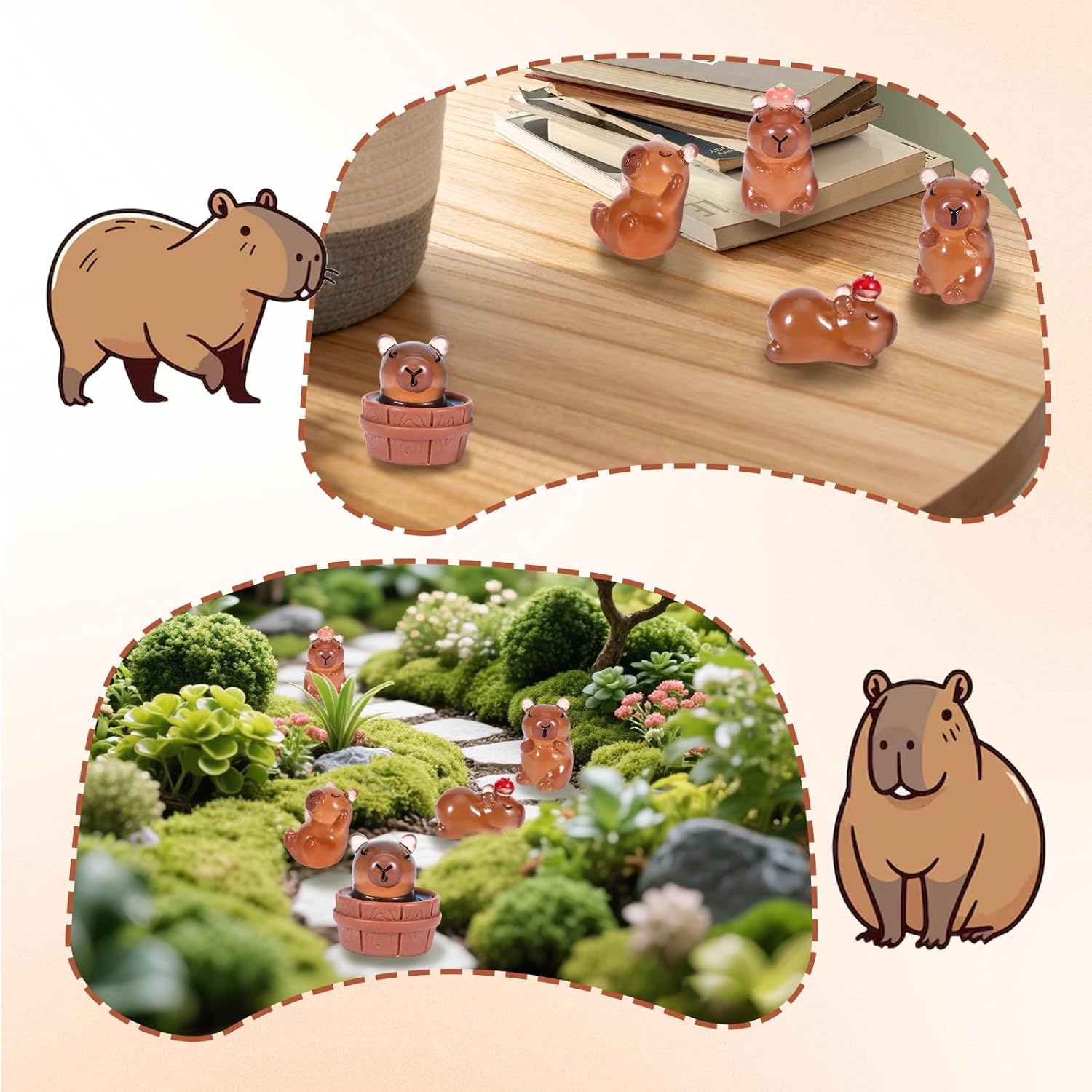 30Pcs Mini Resin Capybara Figurines Glow in the Dark Decor