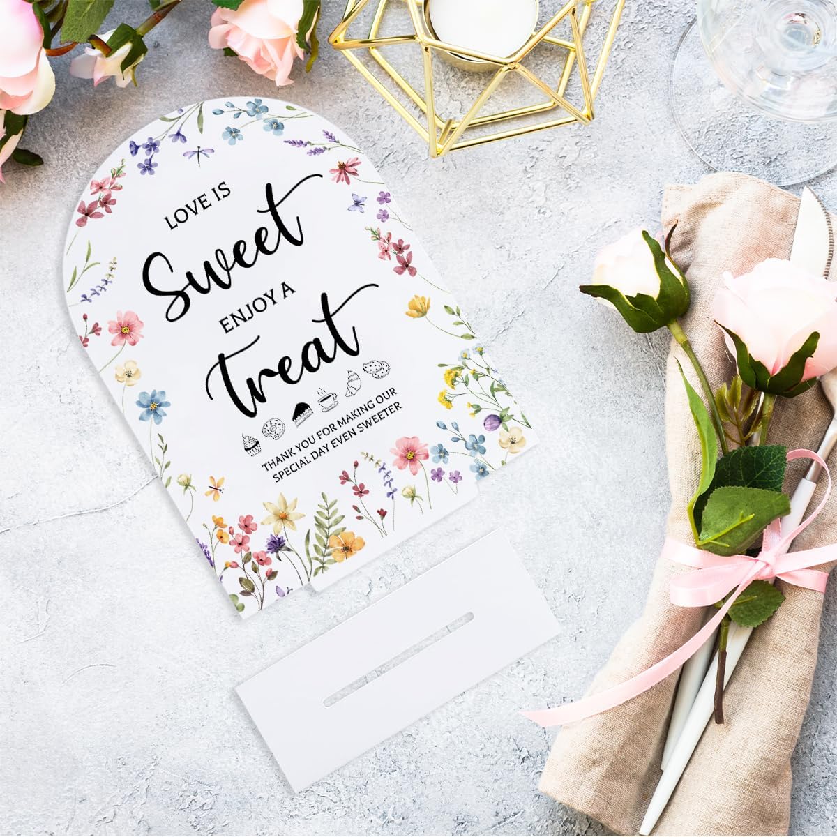 Wildflower Wedding Sign Decor for Dessert Table and Ceremony
