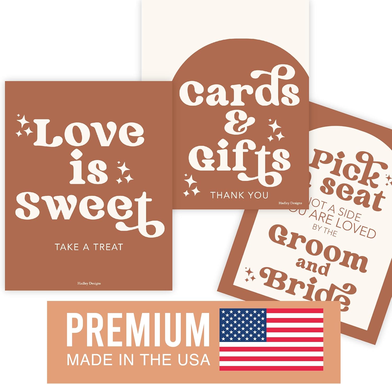 Hadley Designs 9 Retro Wedding Signs Set