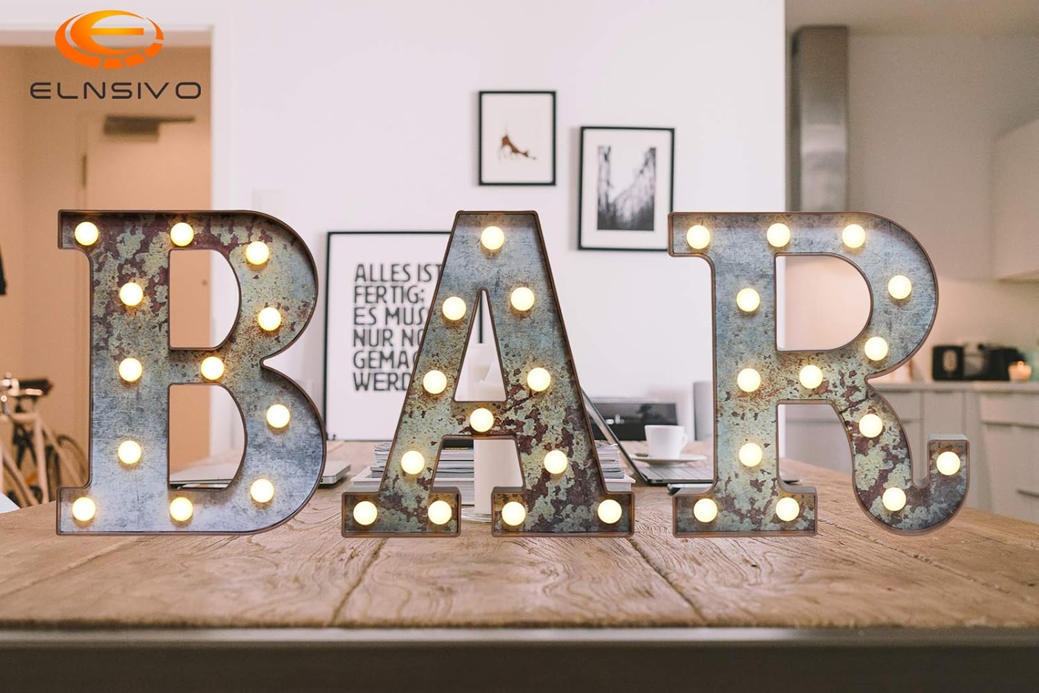 LED Marquee Letter with Rust Metal Effect