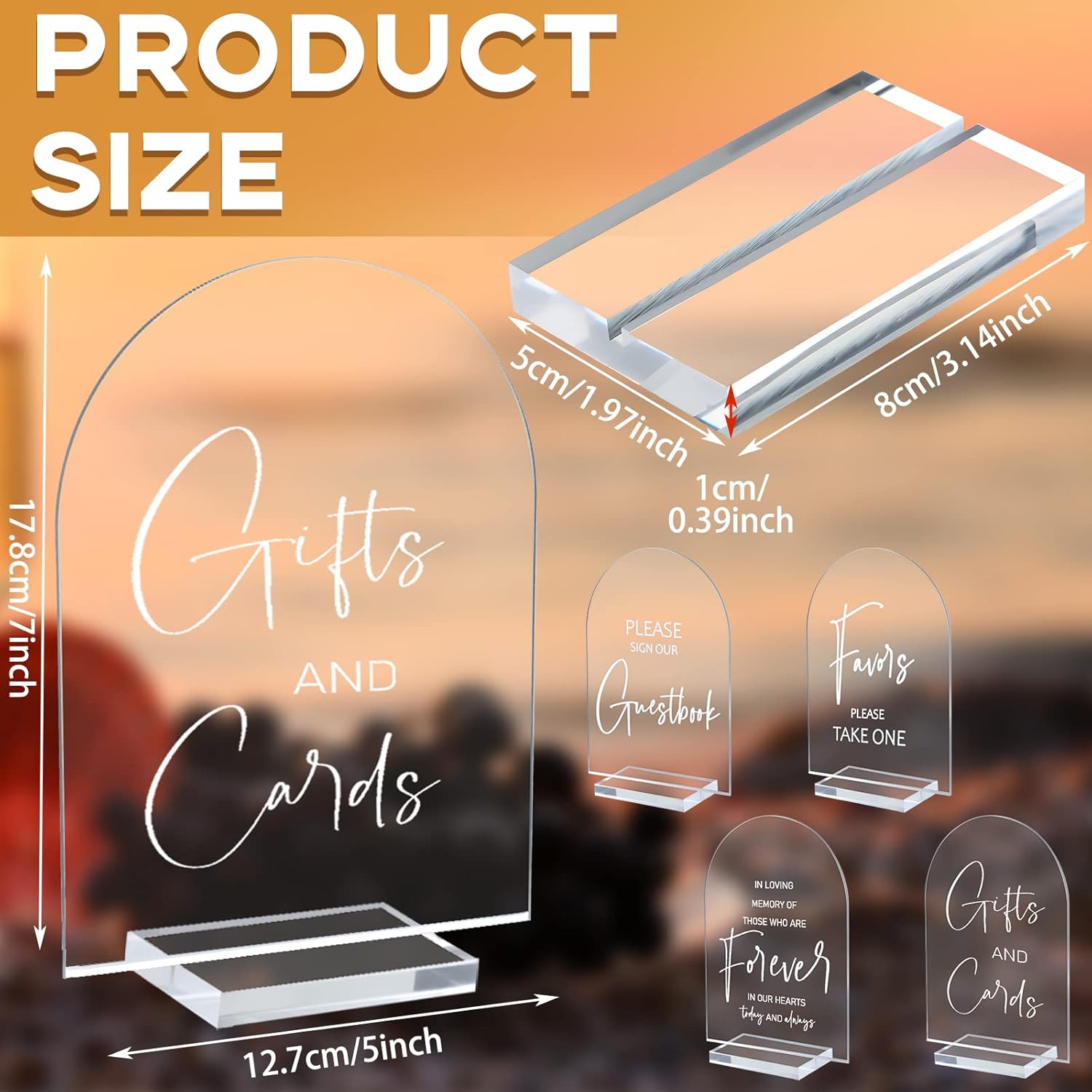 Chunful 4 Pcs Clear Acrylic Wedding Signs With Stand