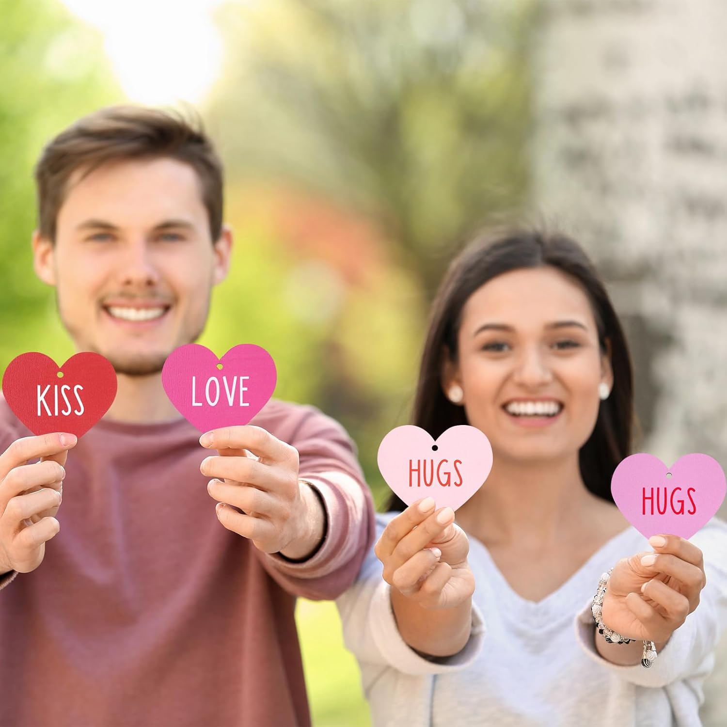24pcs Valentine Conversation Heart Wooden Ornaments