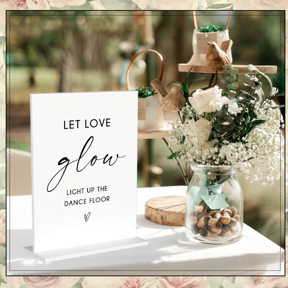 6 Pack Minimalist White Acrylic Wedding Signs