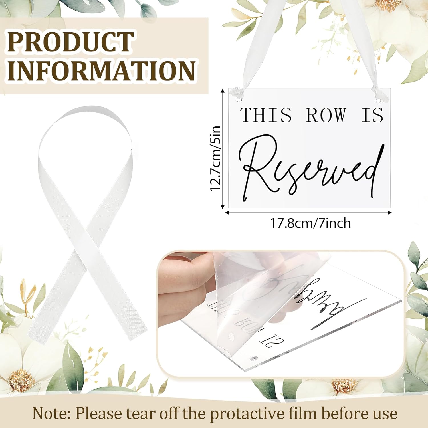 Yousoontic 12 Pack Reserved Chair Signs with Ribbon