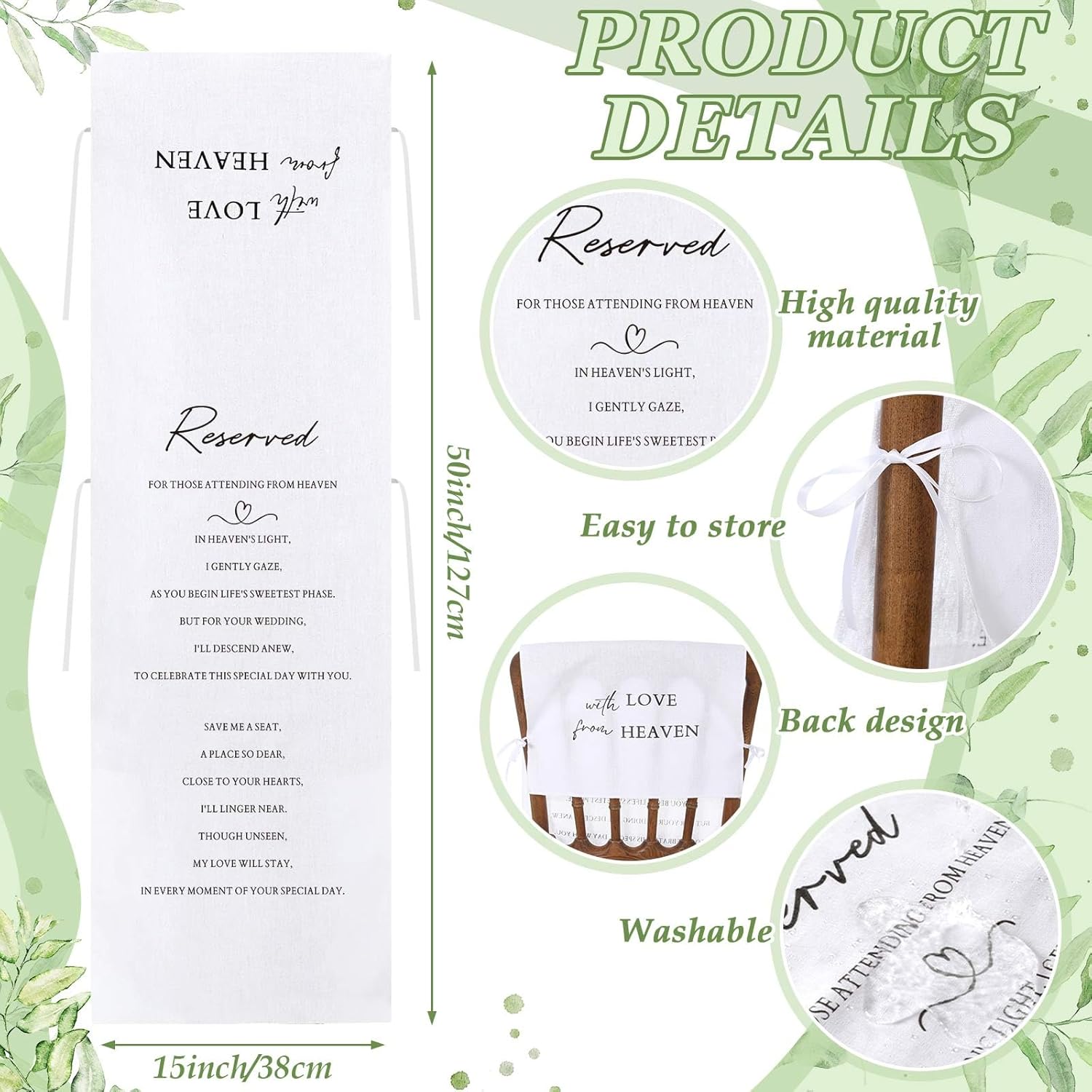 Loving Memory Wedding Chair Sign for Reserved Seats