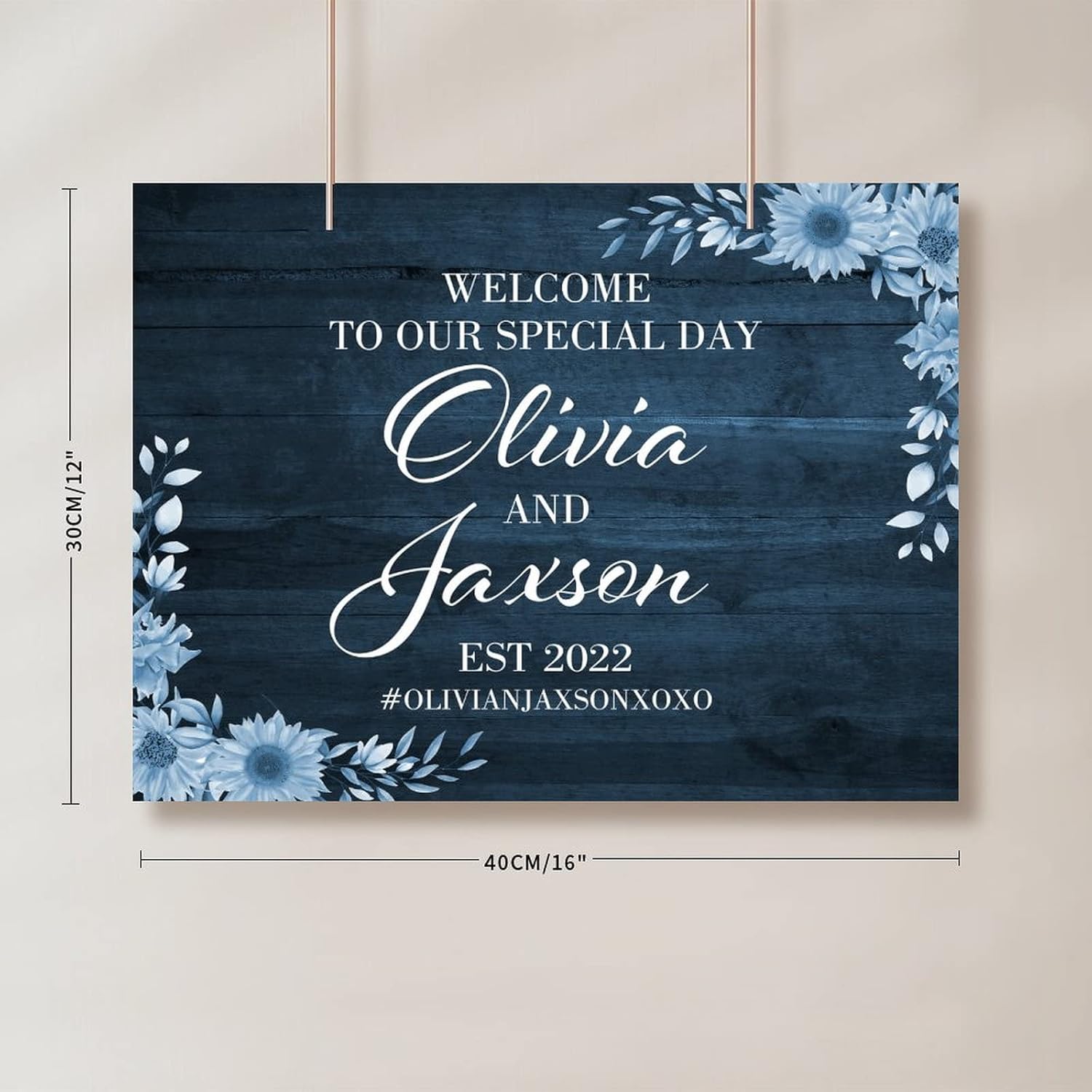 Alioyoit Wedding Welcome Sign Personalized Wood Luxury Rustic Greeting Sign 12x16 Inch