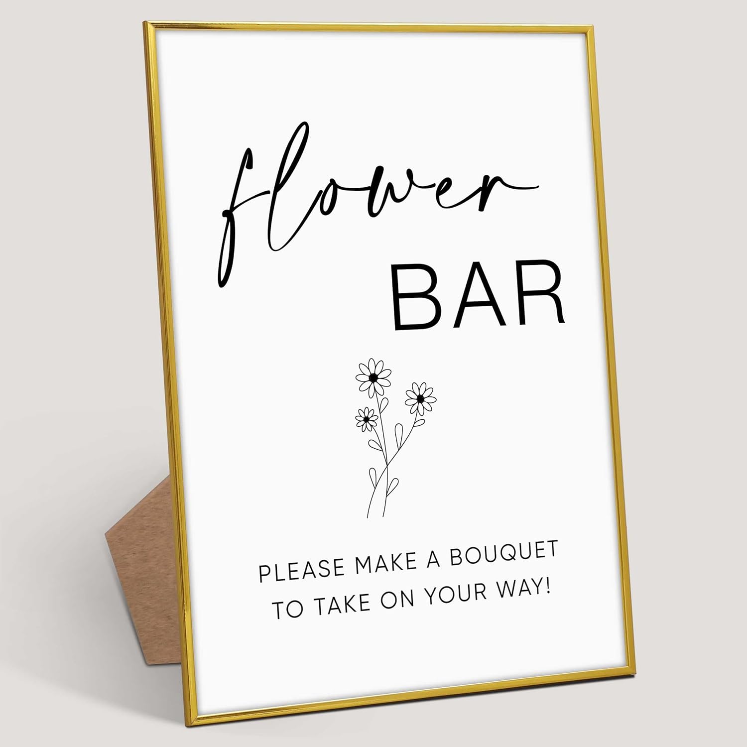 Gold Frame Wood Wedding Sign with Stand 8x11 1