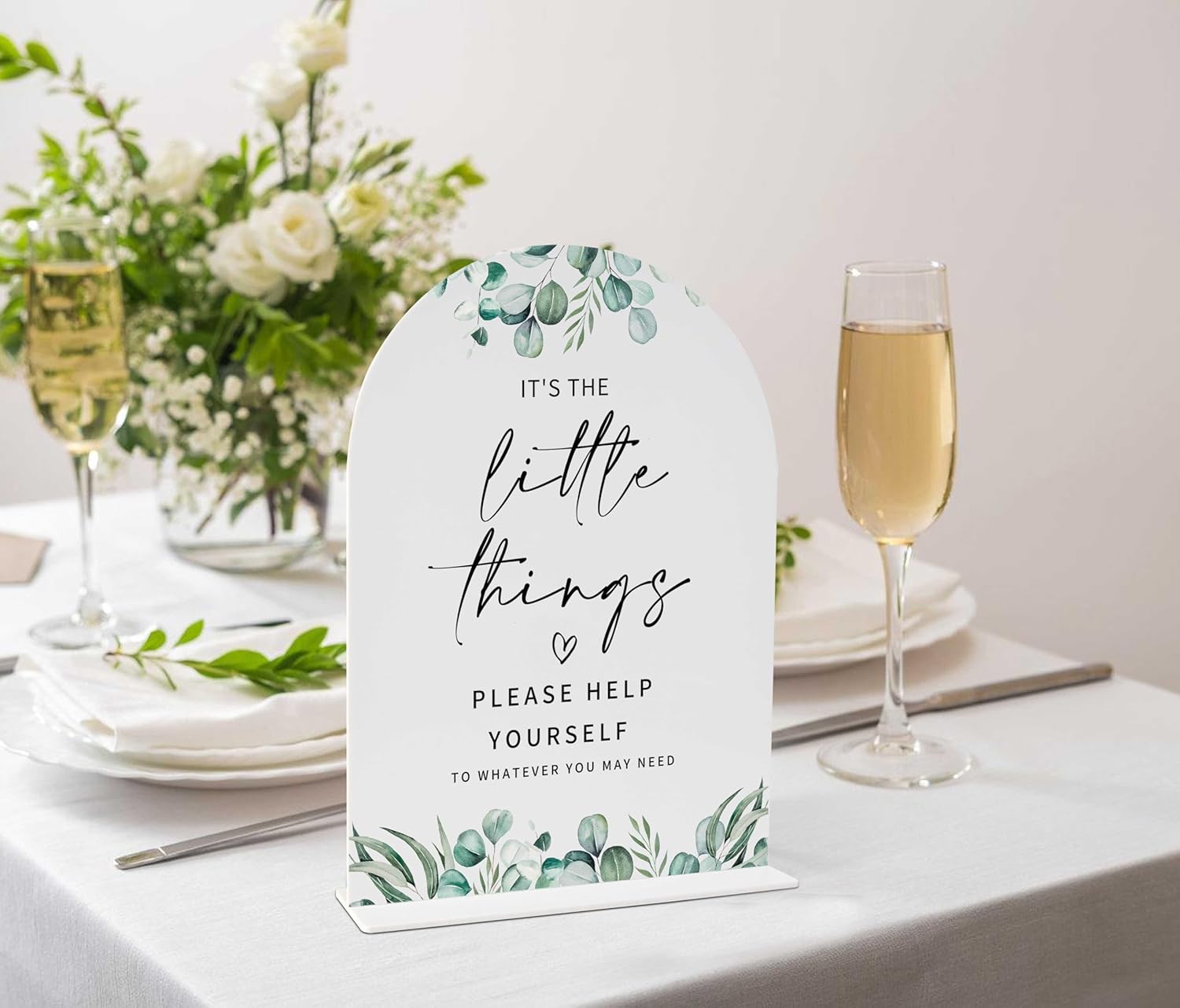 Elegant Greenery Wedding Sign with Holder