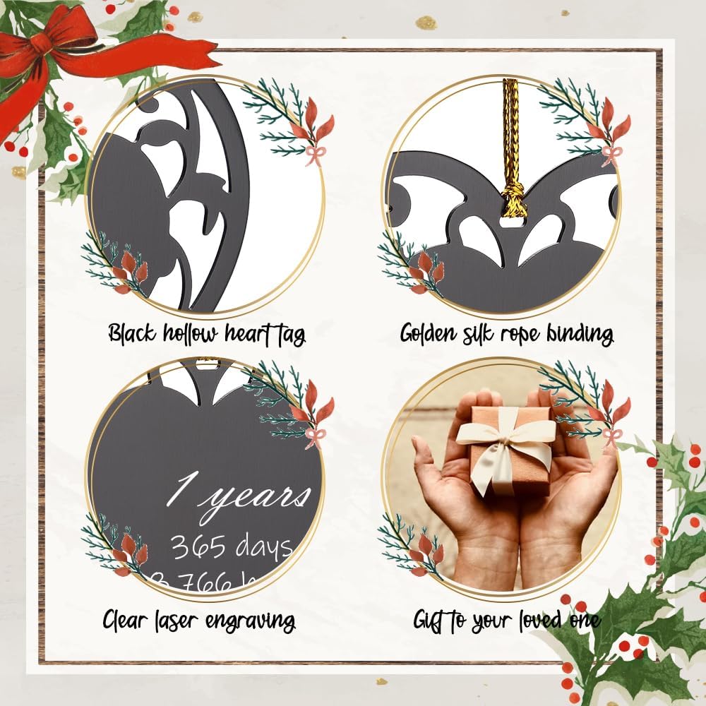 1st Anniversary Heart Ornament Gift for Couples