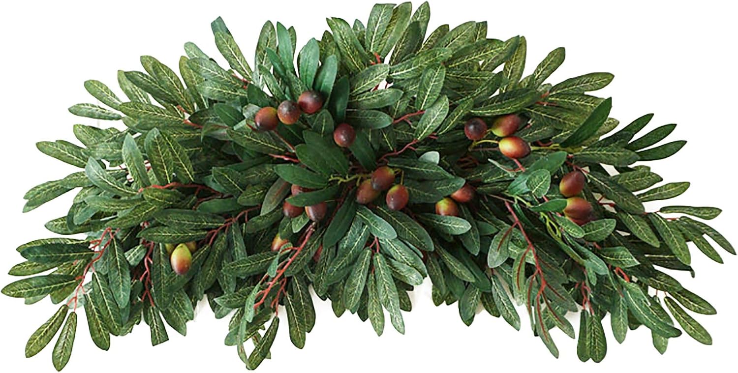 307in Artificial Olive Flower Swag Decorative Arch Wreath