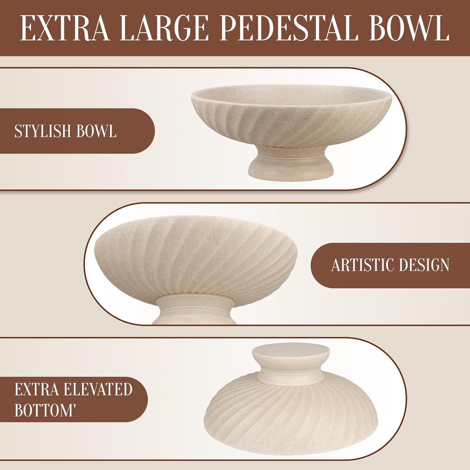 Deobath Large Resin Pedestal Decorative Bowl