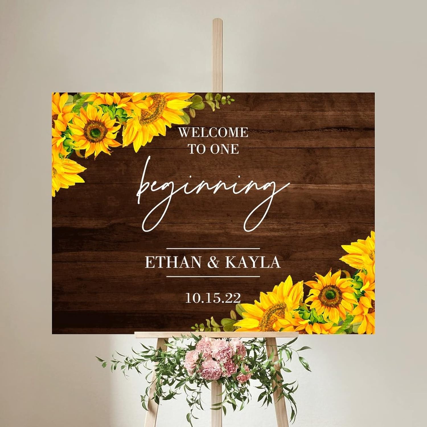Alioyoit Wedding Welcome Sign with Sunflowers Design