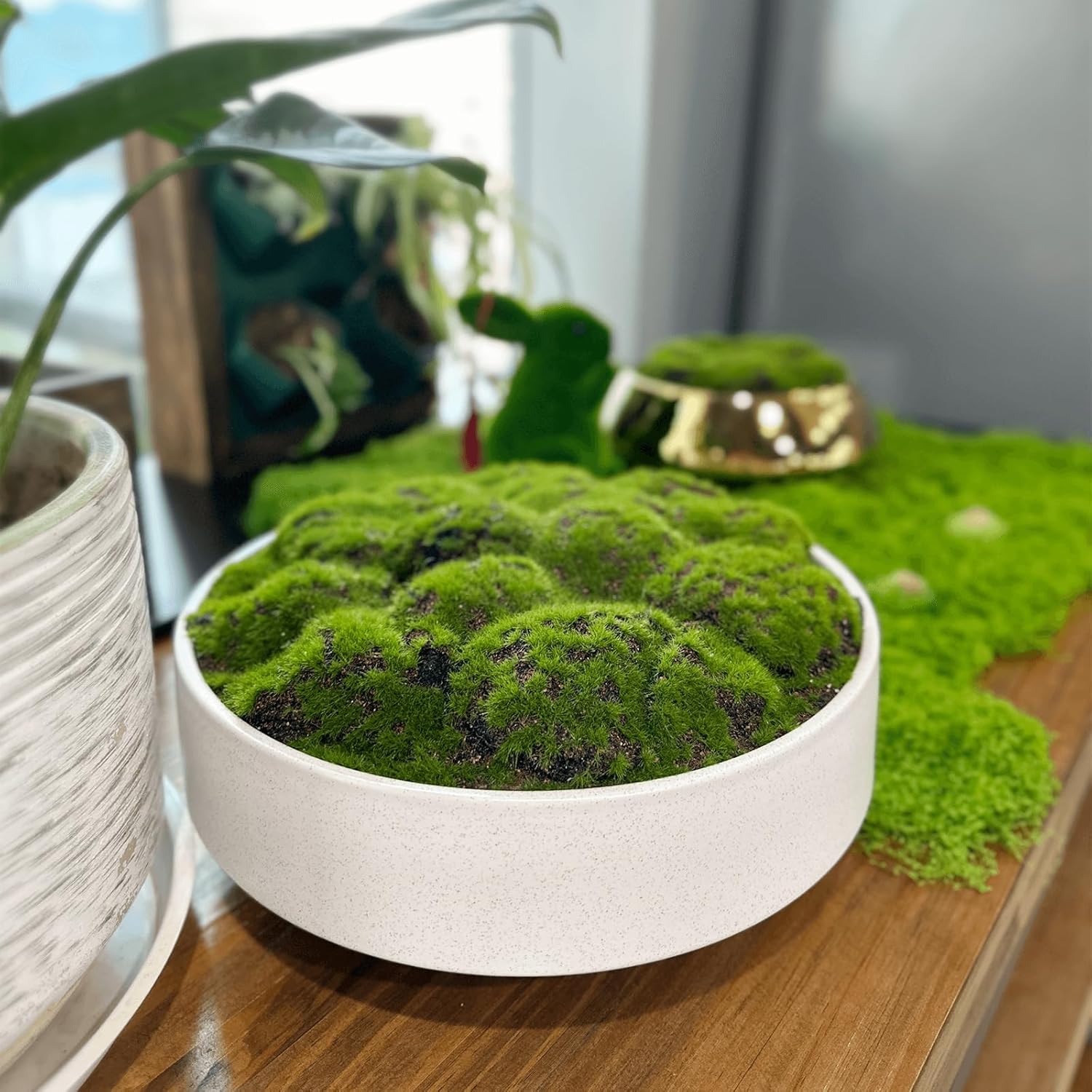 NAHARO 11 Inch Artificial Moss Bowl for Home Decoration