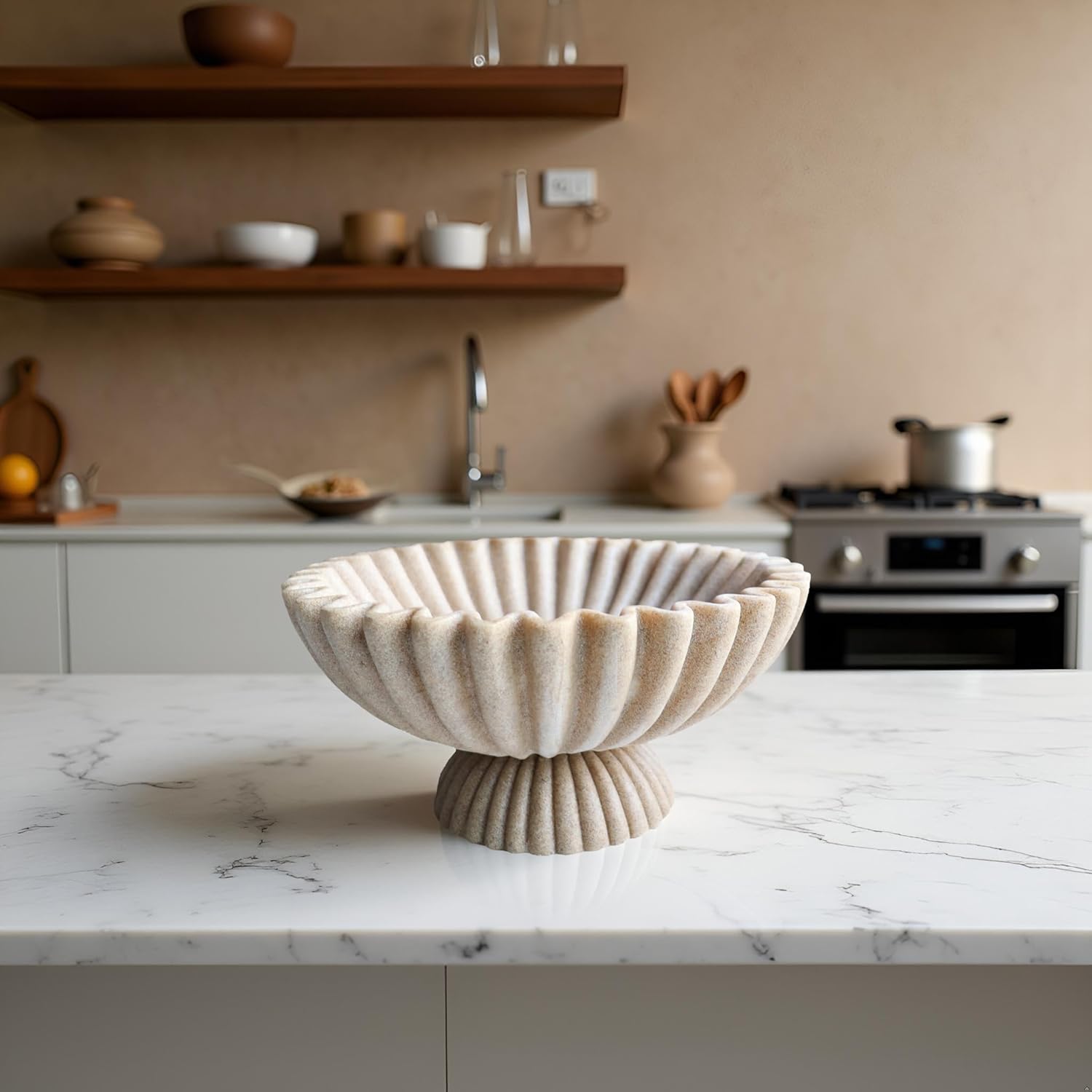 10 Inch Scalloped Decorative Bowl with Base