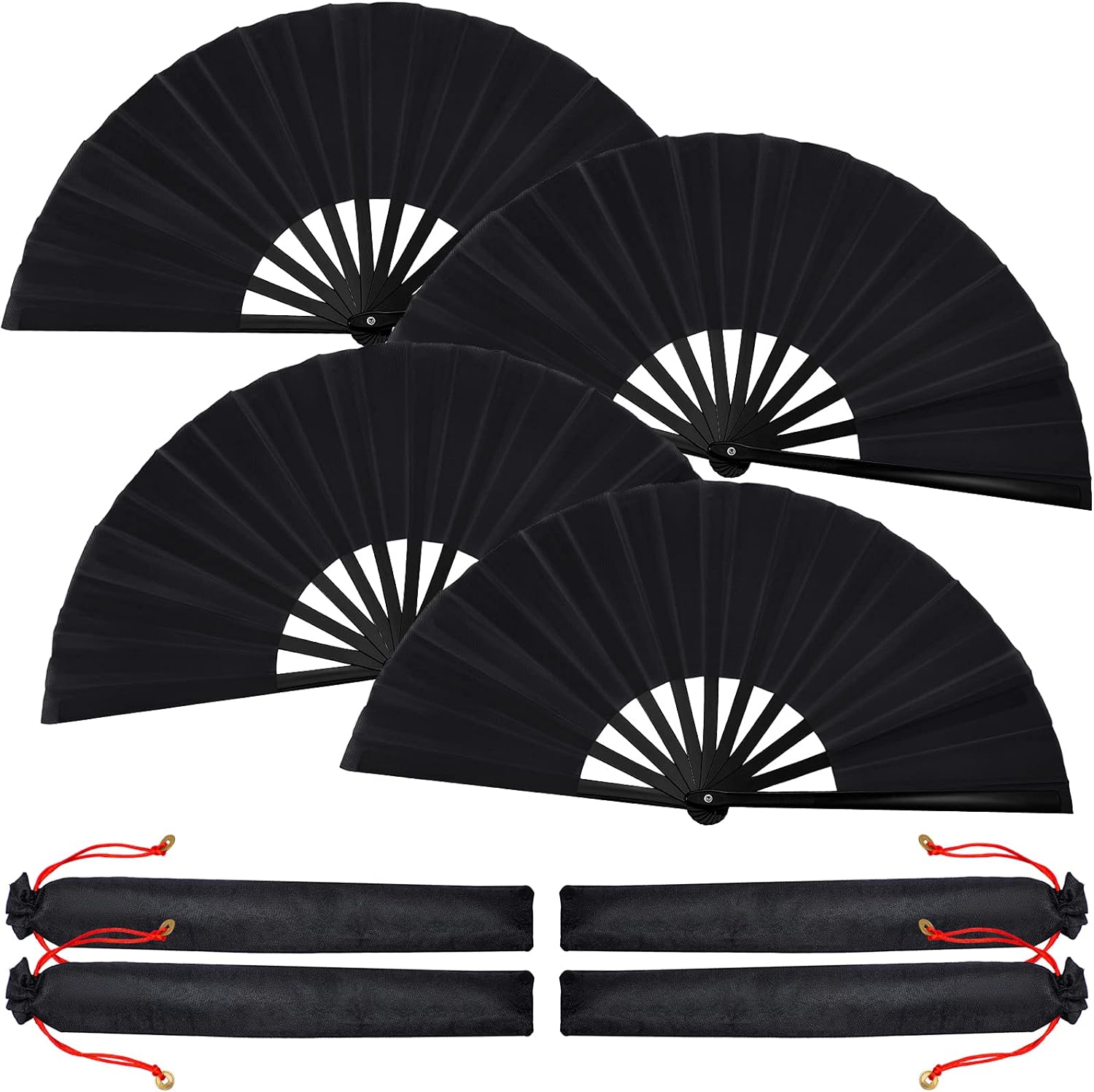 Blulu 4 Pcs 13 Inch Folding Dance Fans