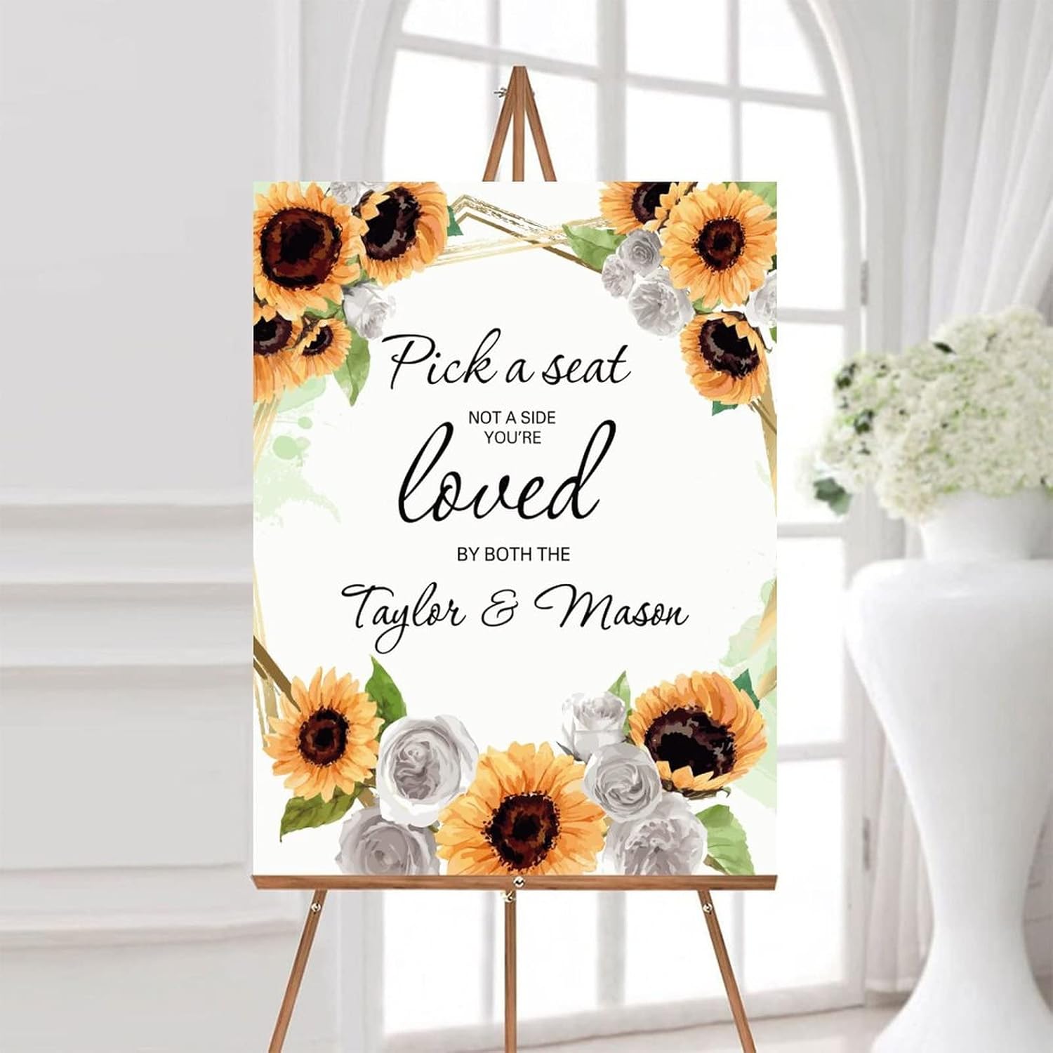 Alioyoit Wedding Welcome Sign with Sunflowers