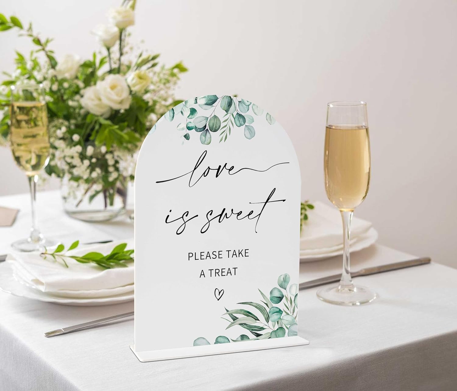 Greenery Love is Sweet Wedding Sign with Holder