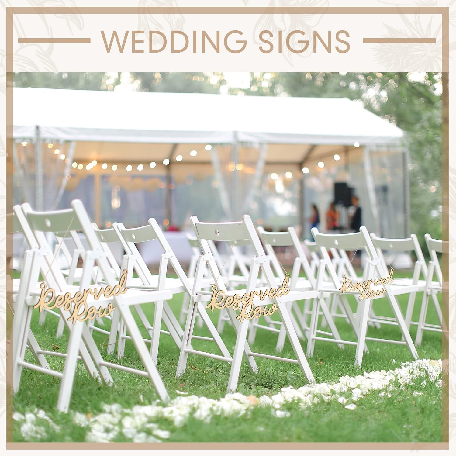 Yulejo 6 Piece Wooden Reserved Row Signs for Wedding Chairs
